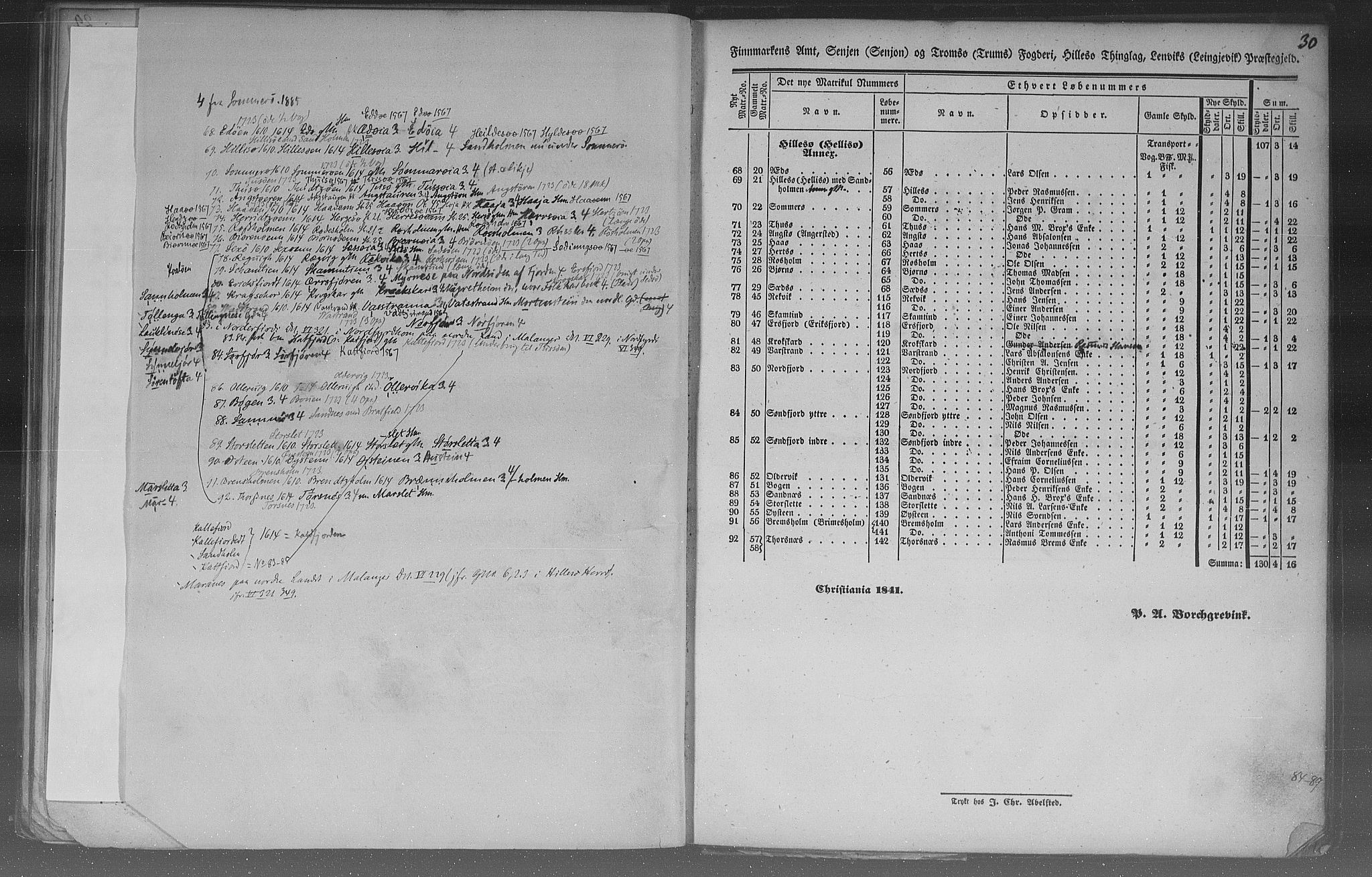 Rygh, AV/RA-PA-0034/F/Fb/L0015/0003: Matrikkelen for 1838 / Matrikkelen for 1838 - Tromsø amt (Troms fylke), 1838, p. 30a