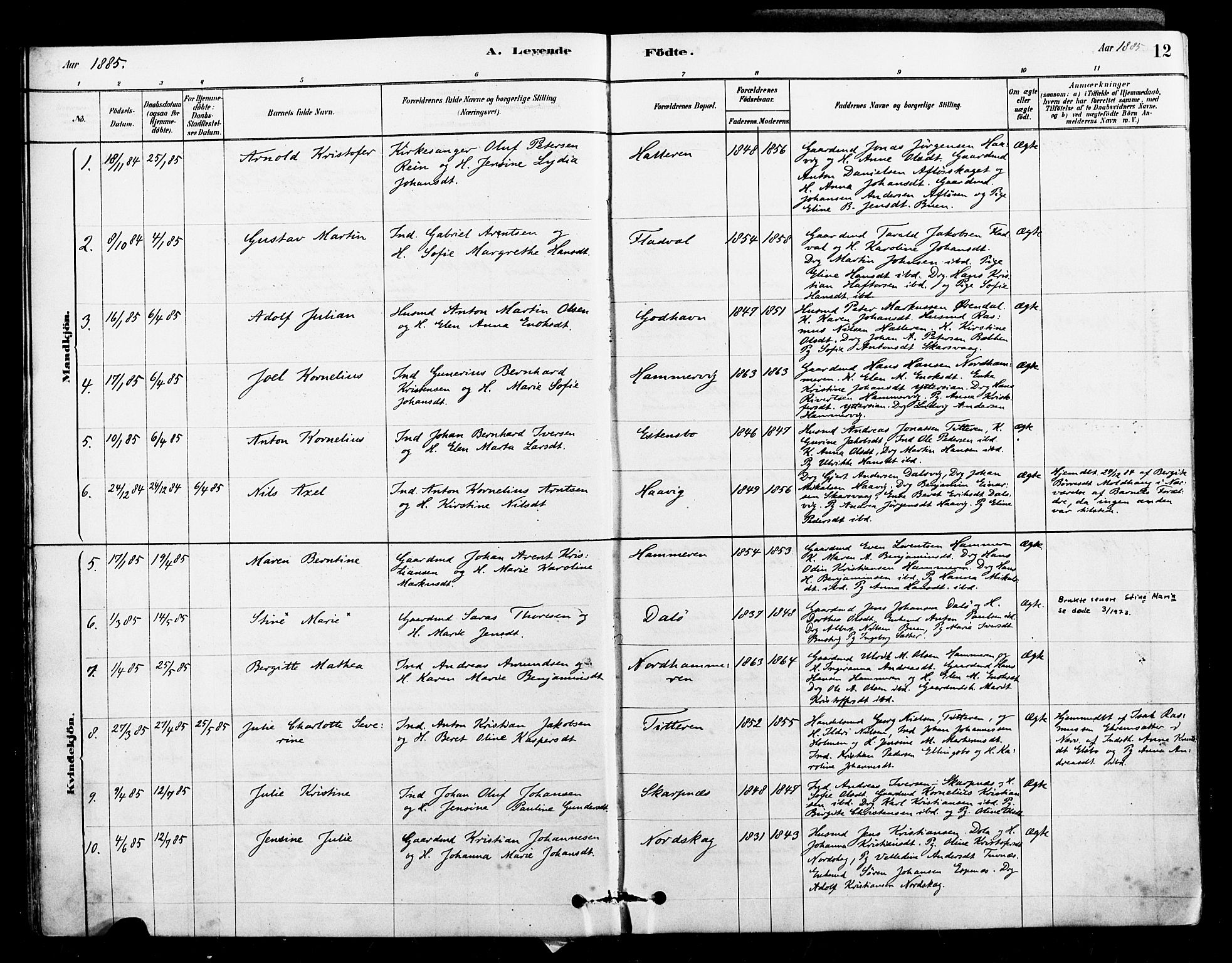 Ministerialprotokoller, klokkerbøker og fødselsregistre - Sør-Trøndelag, SAT/A-1456/641/L0595: Parish register (official) no. 641A01, 1882-1897, p. 12