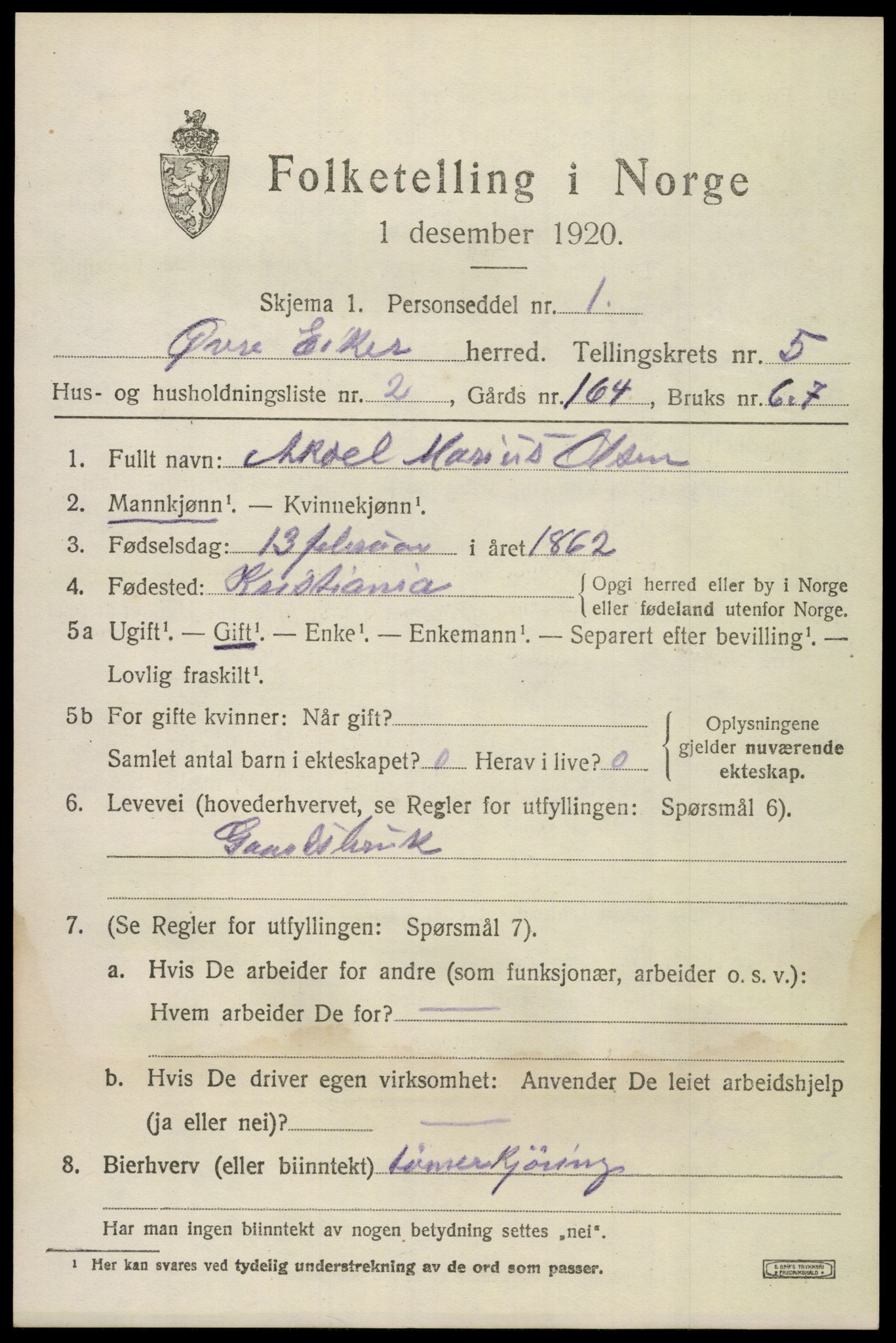 SAKO, 1920 census for Øvre Eiker, 1920, p. 12032