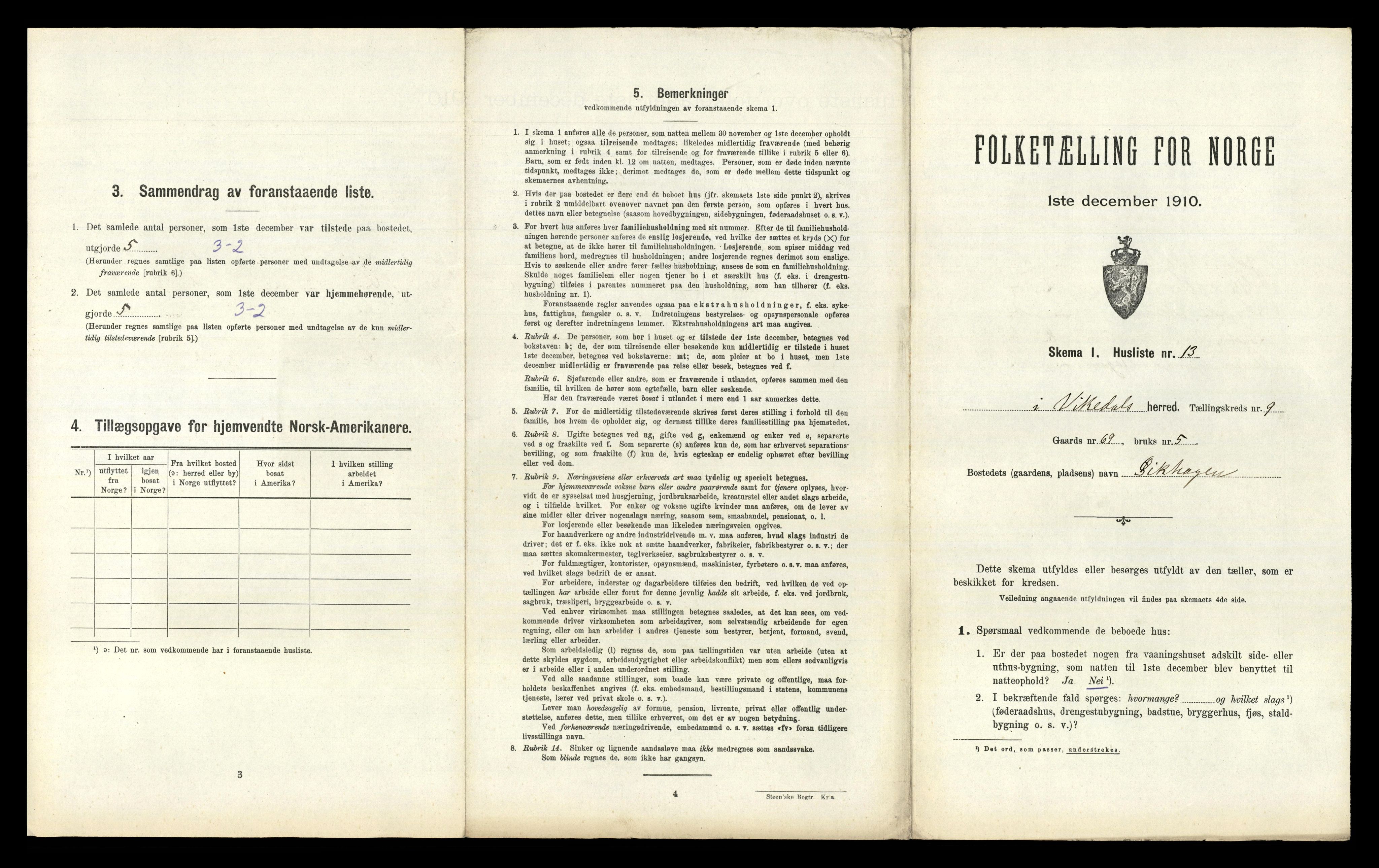 RA, 1910 census for Vikedal, 1910, p. 625