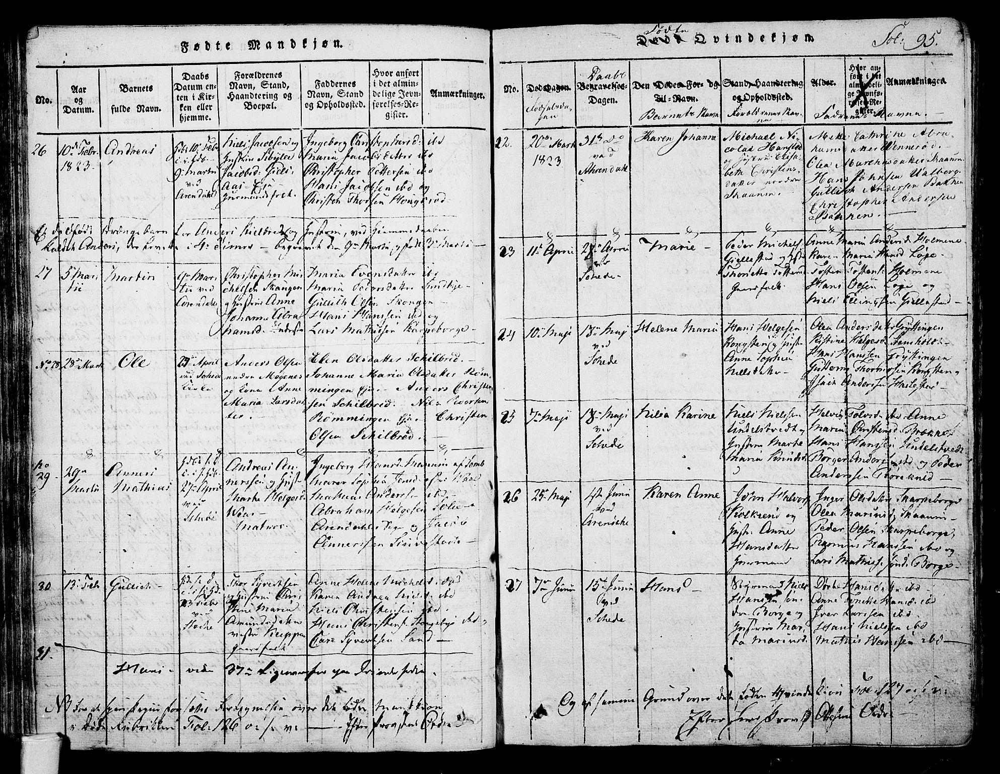 Stokke kirkebøker, AV/SAKO-A-320/F/Fa/L0005: Parish register (official) no. I 5, 1815-1826, p. 95