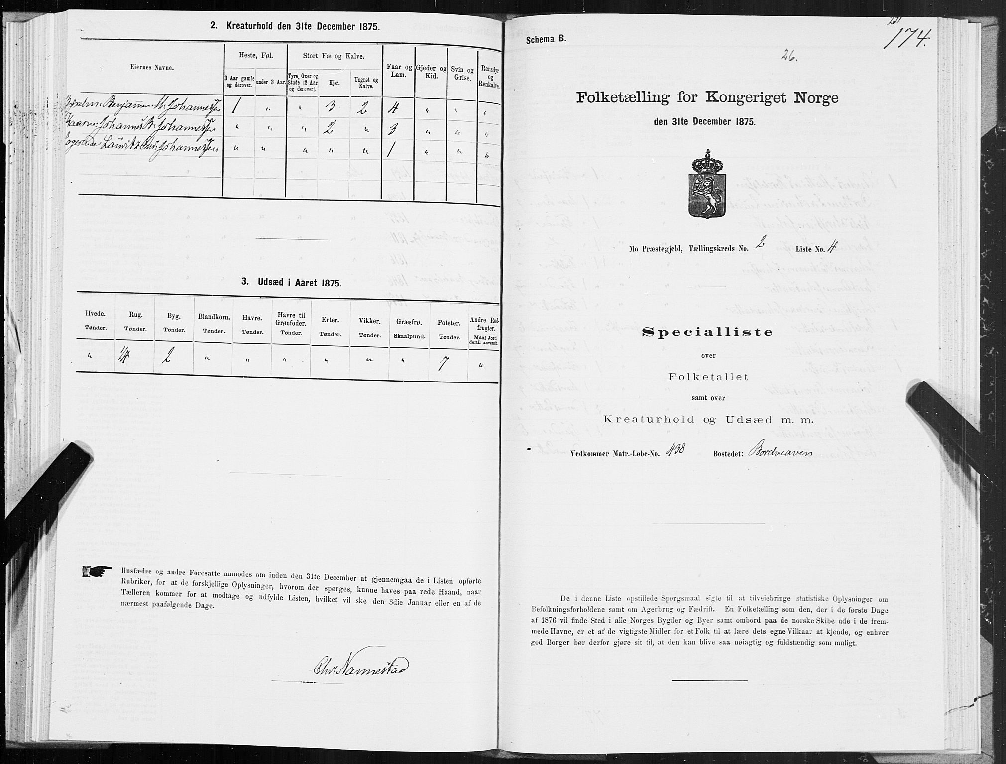 SAT, 1875 census for 1833P Mo, 1875, p. 1174