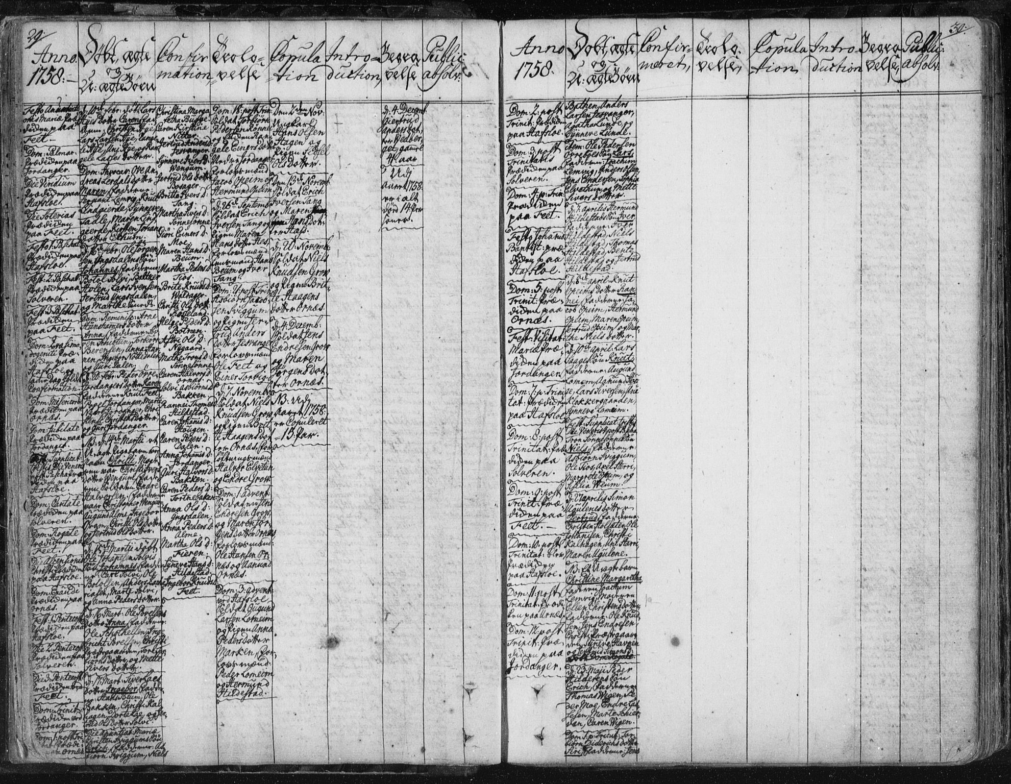 Hafslo sokneprestembete, AV/SAB-A-80301/H/Haa/Haaa/L0002: Parish register (official) no. A 2, 1755-1806, p. 29-30