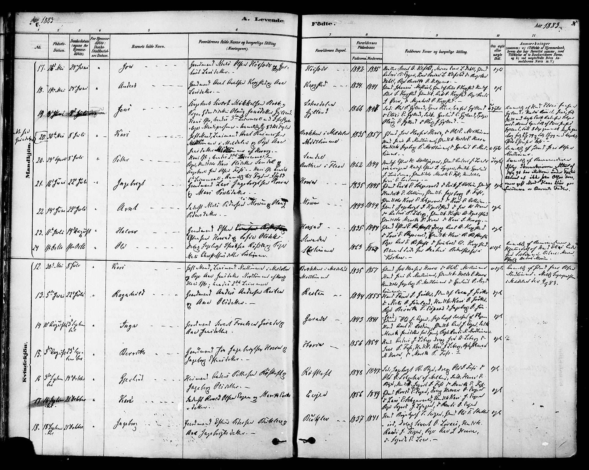 Ministerialprotokoller, klokkerbøker og fødselsregistre - Sør-Trøndelag, SAT/A-1456/692/L1105: Parish register (official) no. 692A05, 1878-1890, p. 25