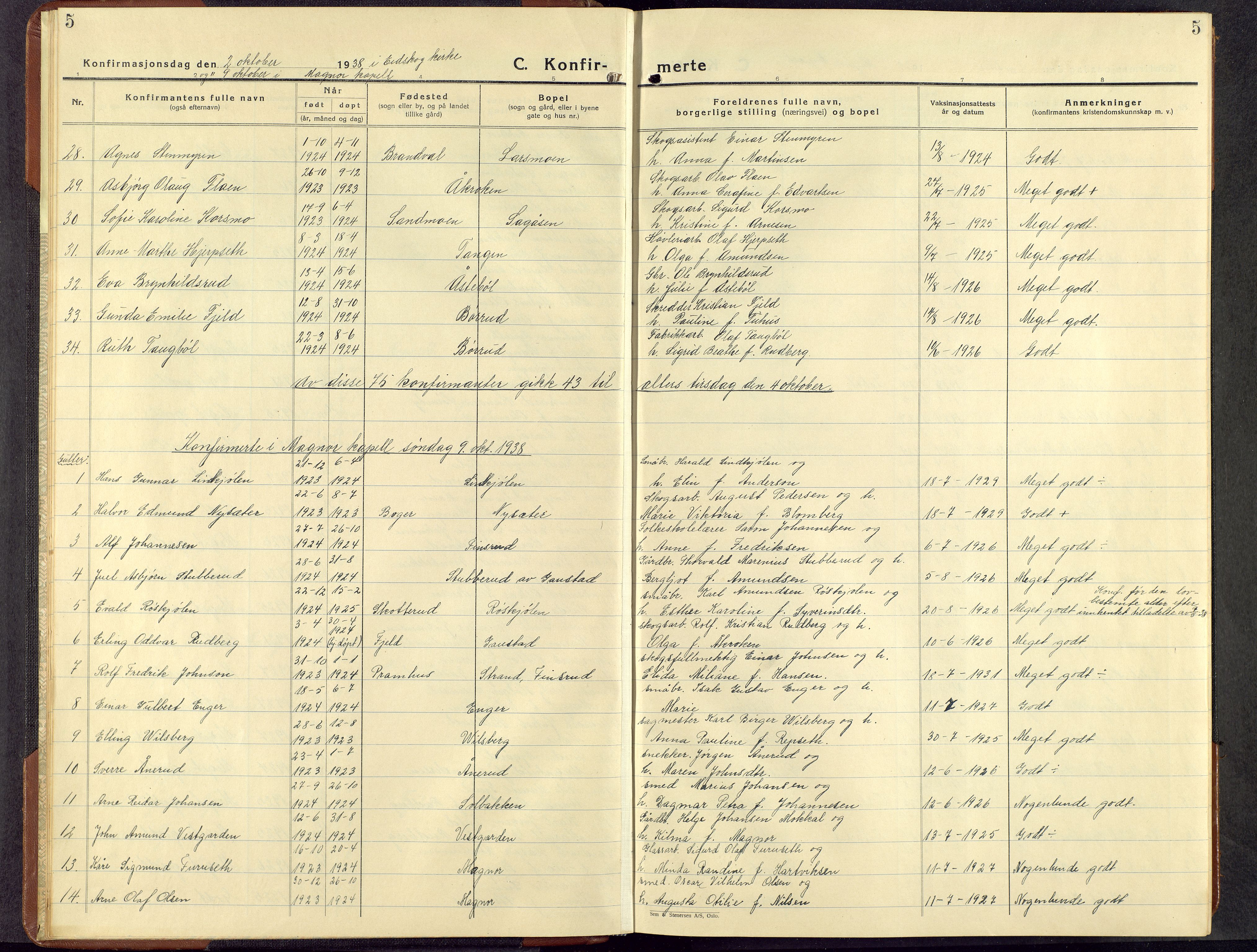 Eidskog prestekontor, AV/SAH-PREST-026/H/Ha/Hab/L0008: Parish register (copy) no. 8, 1938-1959, p. 5