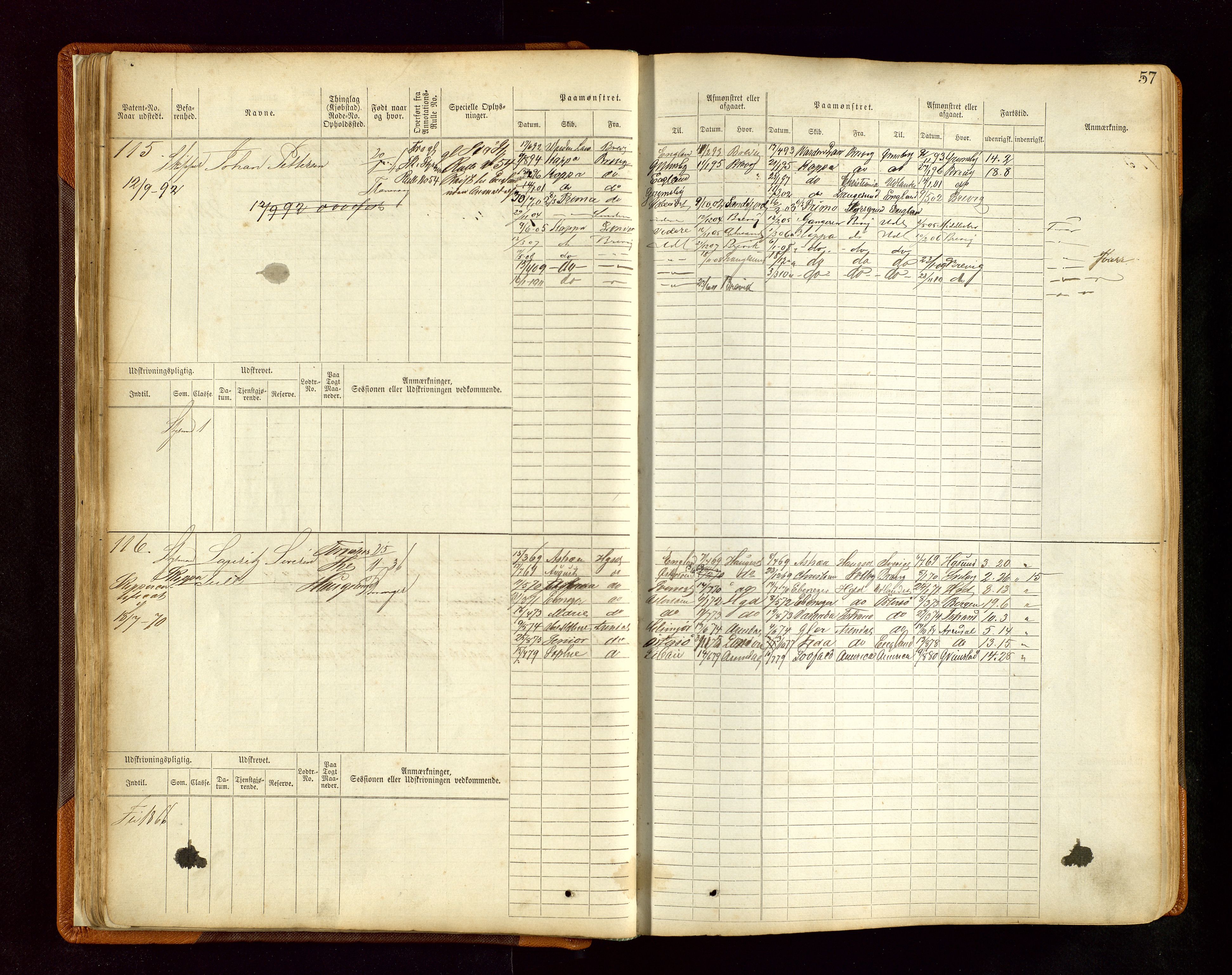 Haugesund sjømannskontor, AV/SAST-A-102007/F/Fb/Fbb/L0004: Sjøfartsrulle Haugesund krets nr. 1-1922, 1868-1948, p. 57