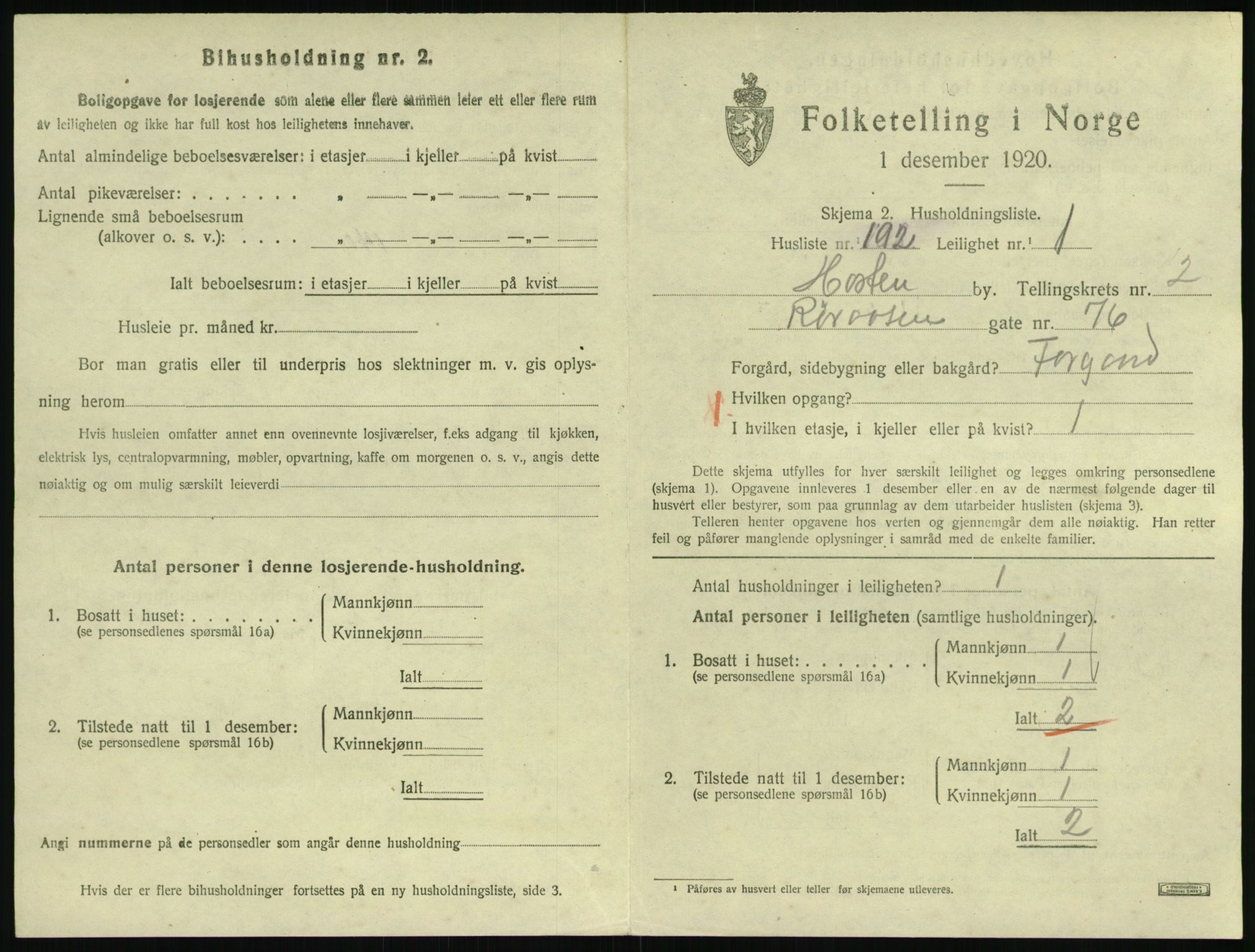 SAKO, 1920 census for Horten, 1920, p. 4047