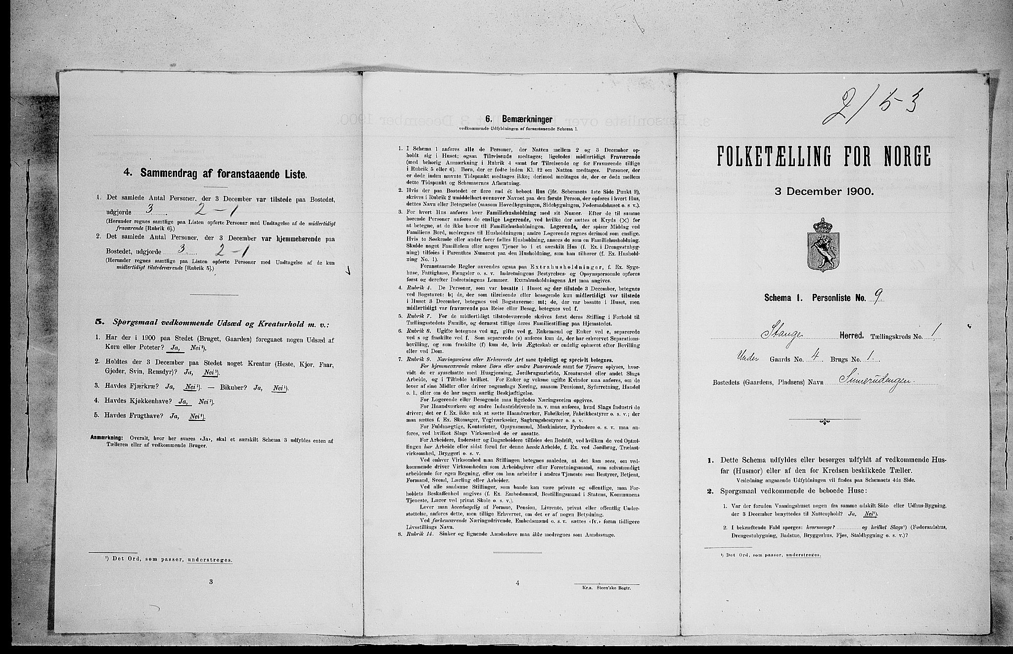 SAH, 1900 census for Stange, 1900, p. 219