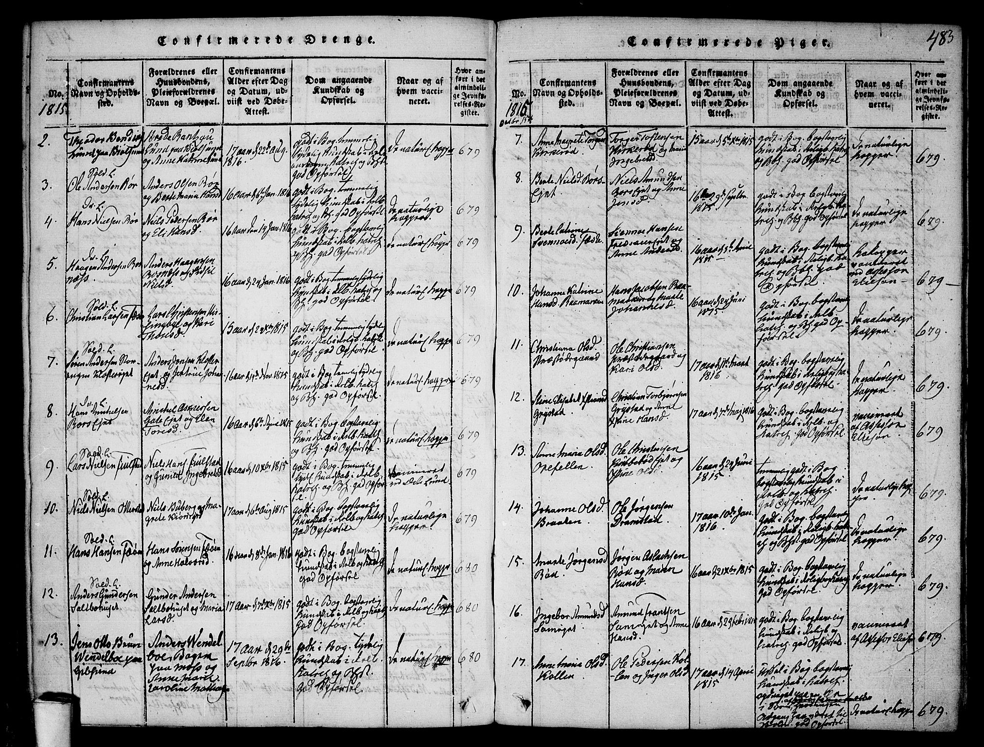 Rygge prestekontor Kirkebøker, AV/SAO-A-10084b/F/Fa/L0003: Parish register (official) no. 3, 1814-1836, p. 482-483