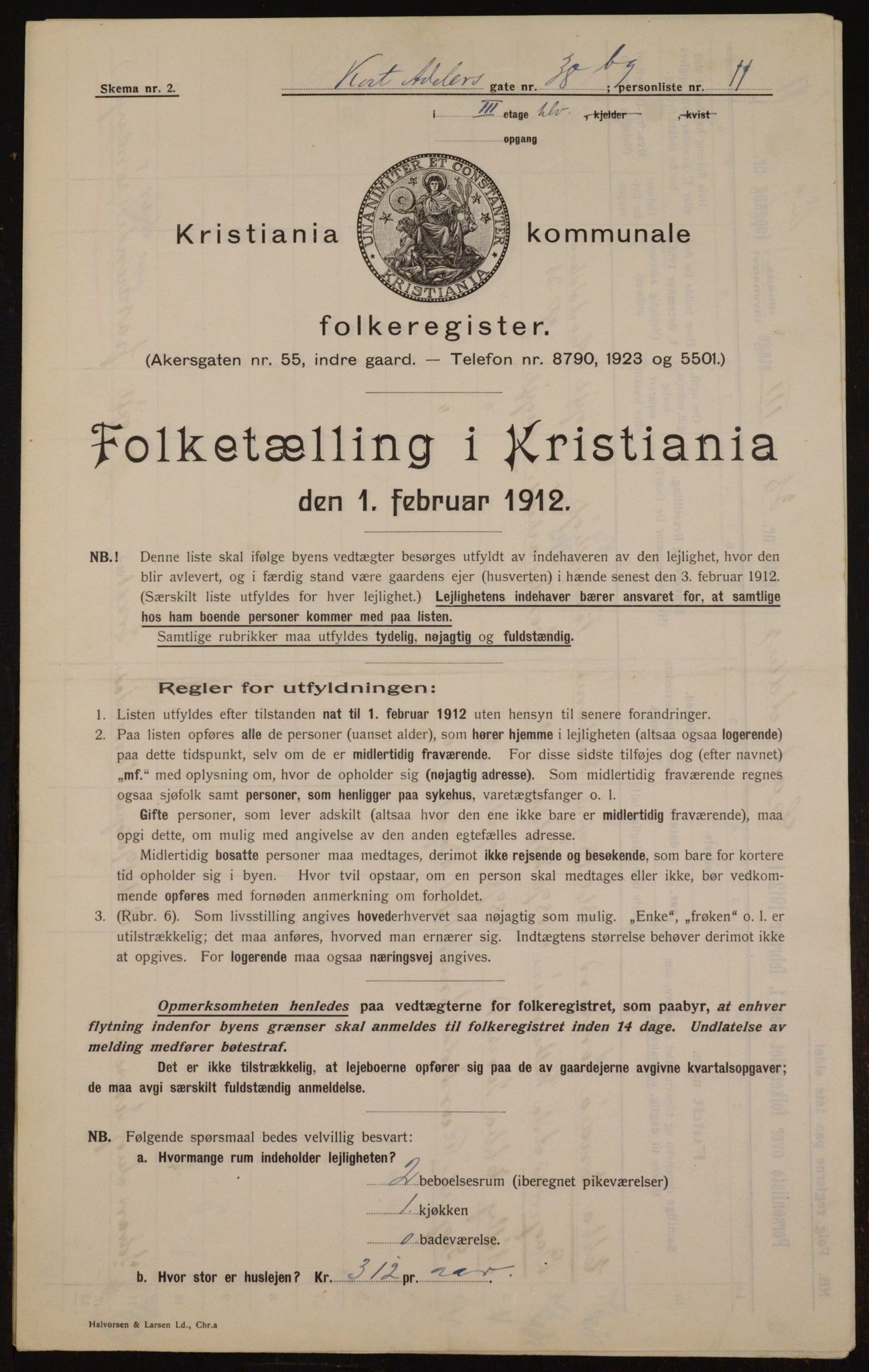 OBA, Municipal Census 1912 for Kristiania, 1912, p. 13892