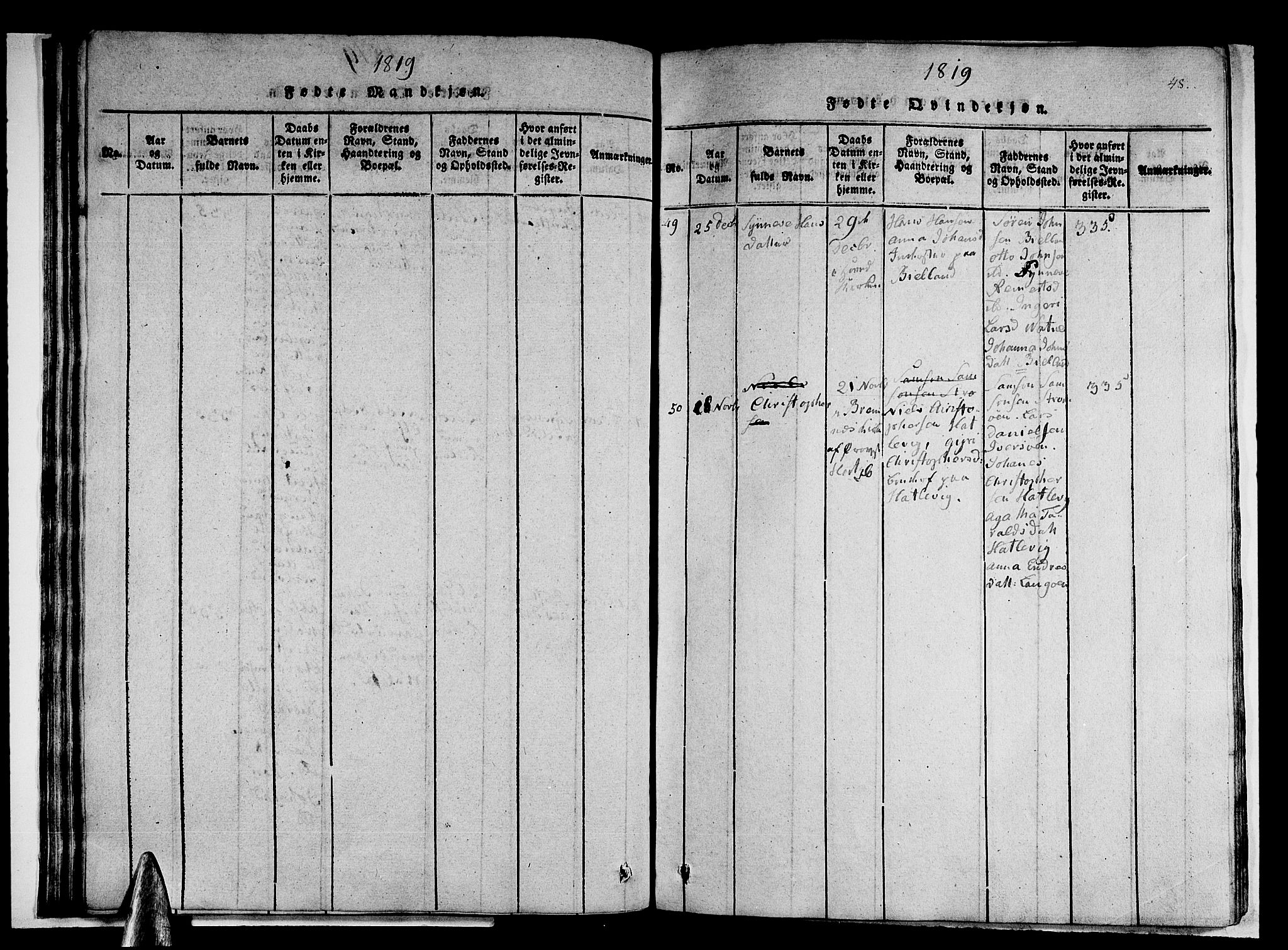 Stord sokneprestembete, AV/SAB-A-78201/H/Haa: Parish register (official) no. A 5, 1816-1825, p. 48