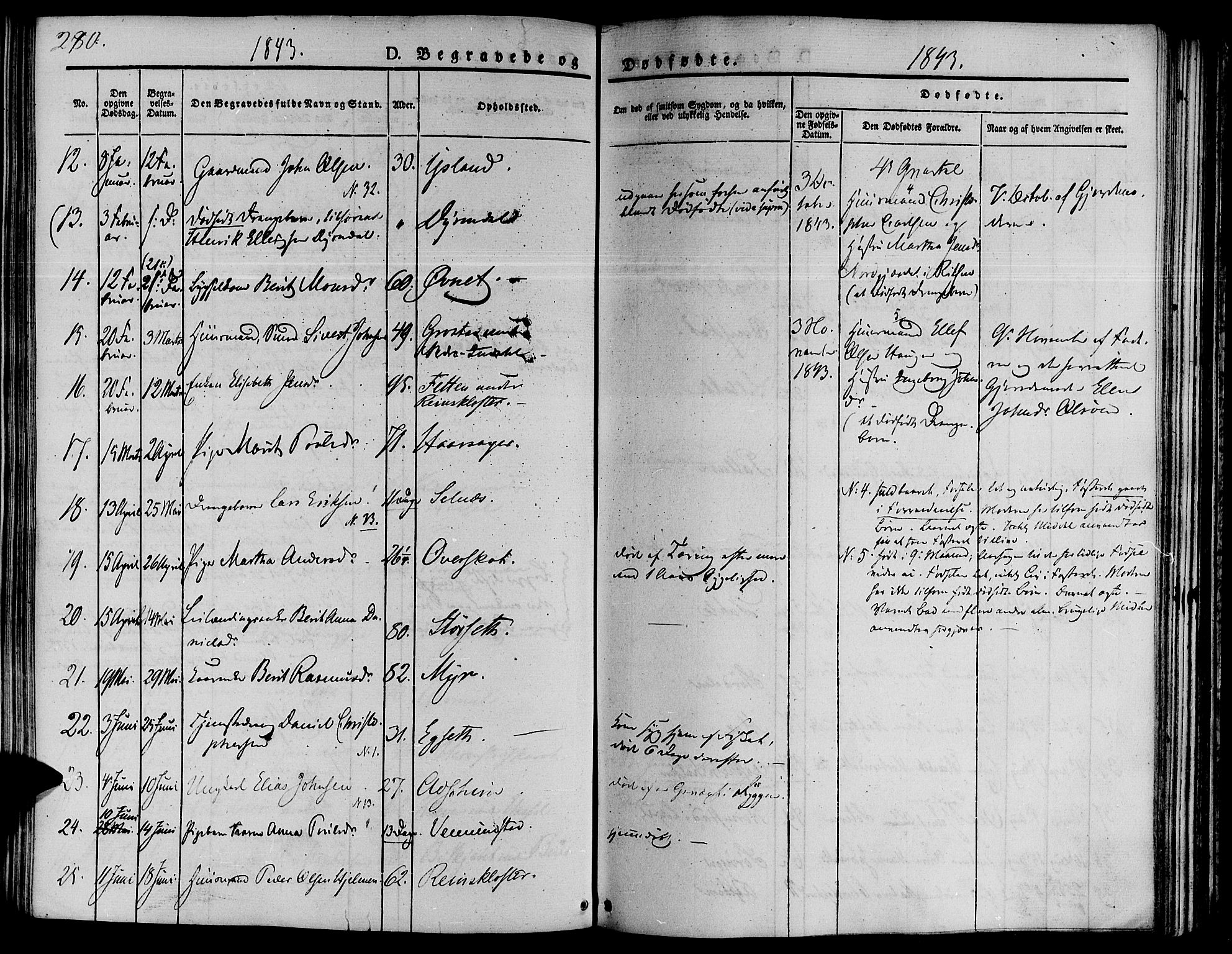 Ministerialprotokoller, klokkerbøker og fødselsregistre - Sør-Trøndelag, SAT/A-1456/646/L0610: Parish register (official) no. 646A08, 1837-1847, p. 280