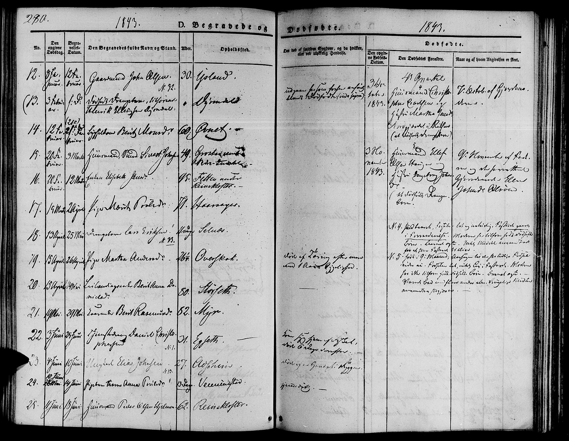 Ministerialprotokoller, klokkerbøker og fødselsregistre - Sør-Trøndelag, AV/SAT-A-1456/646/L0610: Parish register (official) no. 646A08, 1837-1847, p. 280