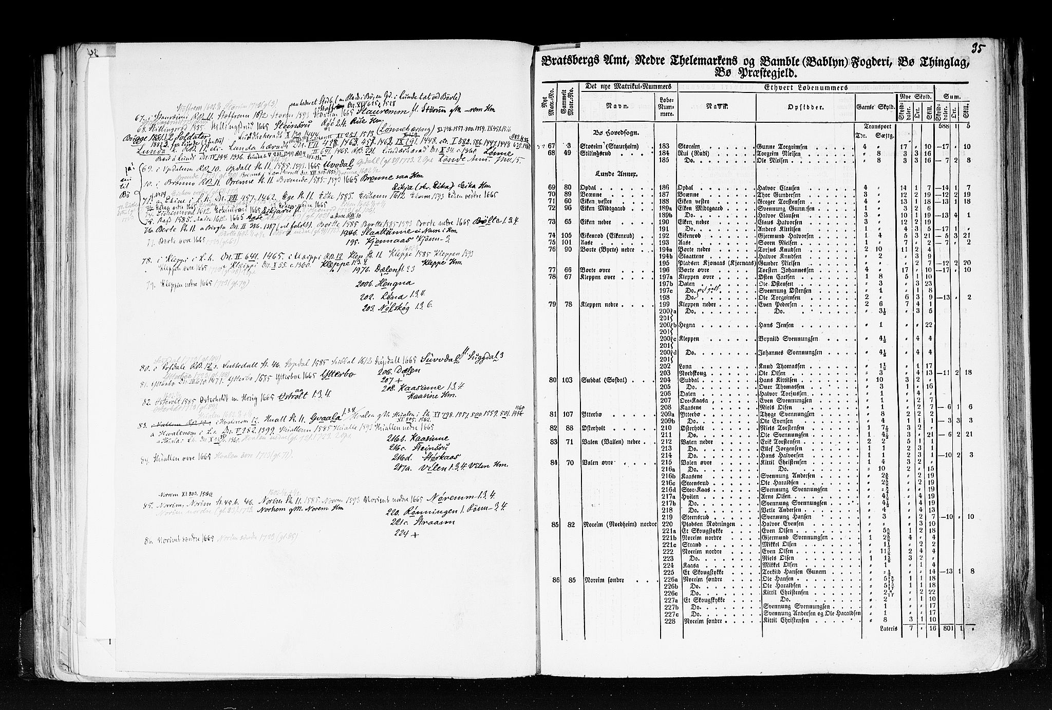 Rygh, RA/PA-0034/F/Fb/L0007: Matrikkelen for 1838 - Bratsberg amt (Telemark fylke), 1838, p. 35a