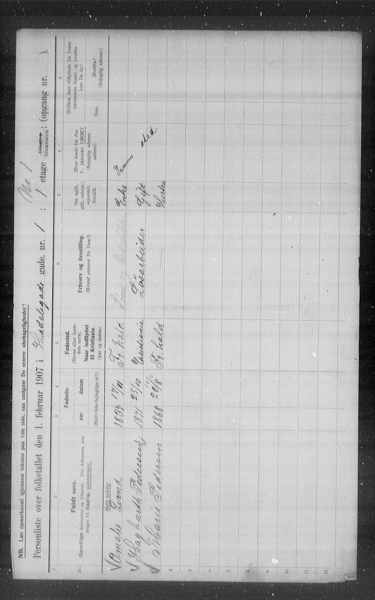 OBA, Municipal Census 1907 for Kristiania, 1907, p. 21669