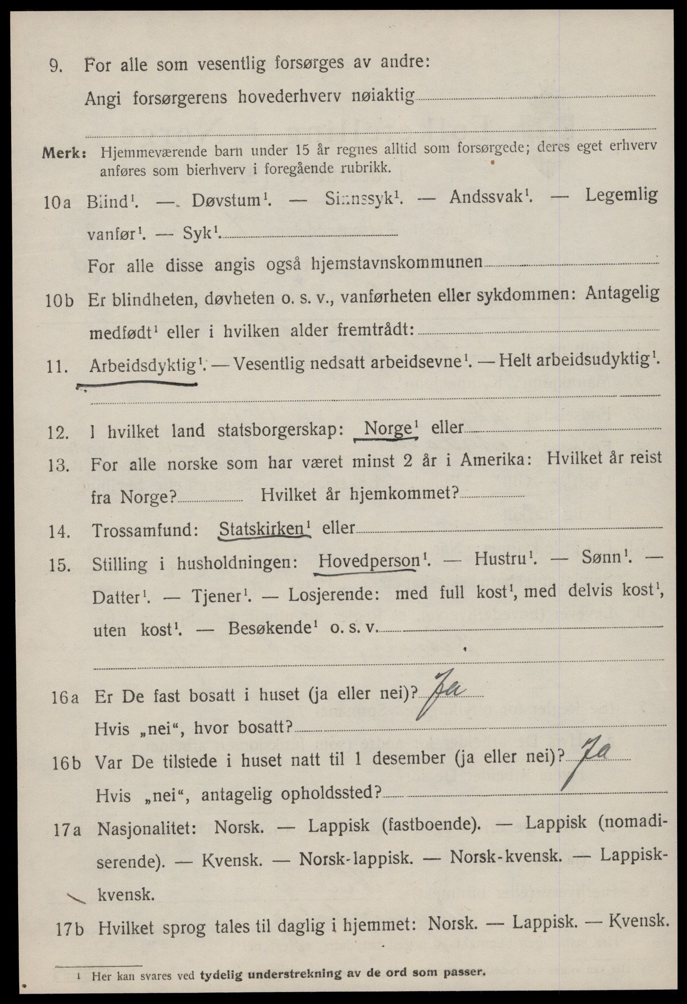 SAT, 1920 census for Ørland, 1920, p. 2812