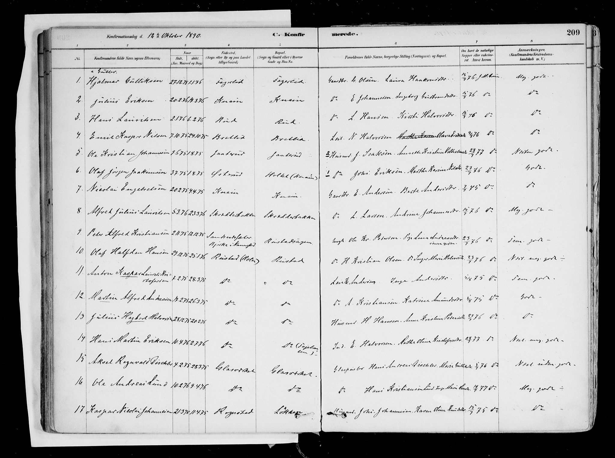 Hurdal prestekontor Kirkebøker, SAO/A-10889/F/Fa/L0007: Parish register (official) no. I 7, 1878-1906, p. 209