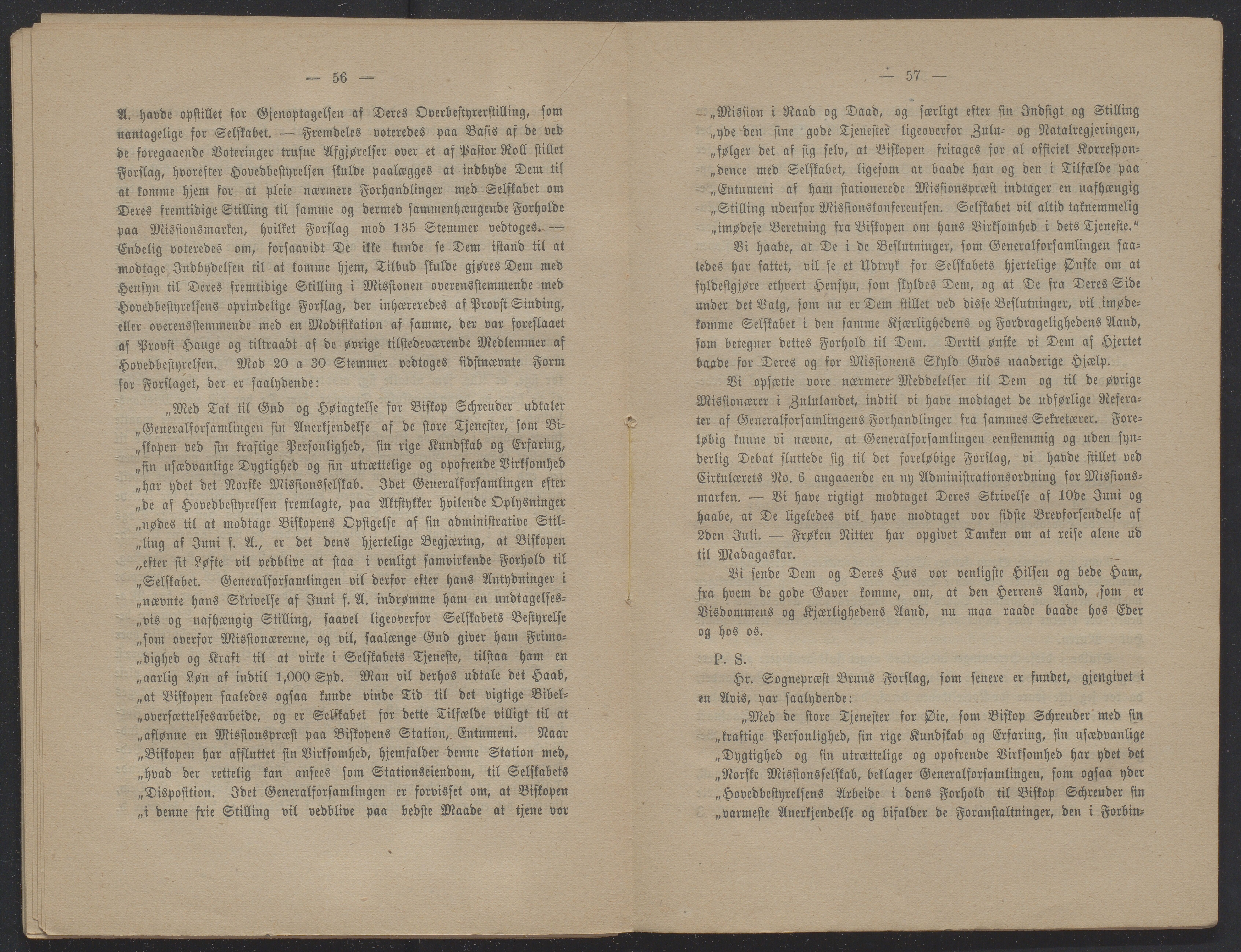 Det Norske Misjonsselskap - hovedadministrasjonen, VID/MA-A-1045/D/Db/Dba/L0338/0002: Beretninger, Bøker, Skrifter o.l   / Årsberetninger 32, 1874, p. 56-57