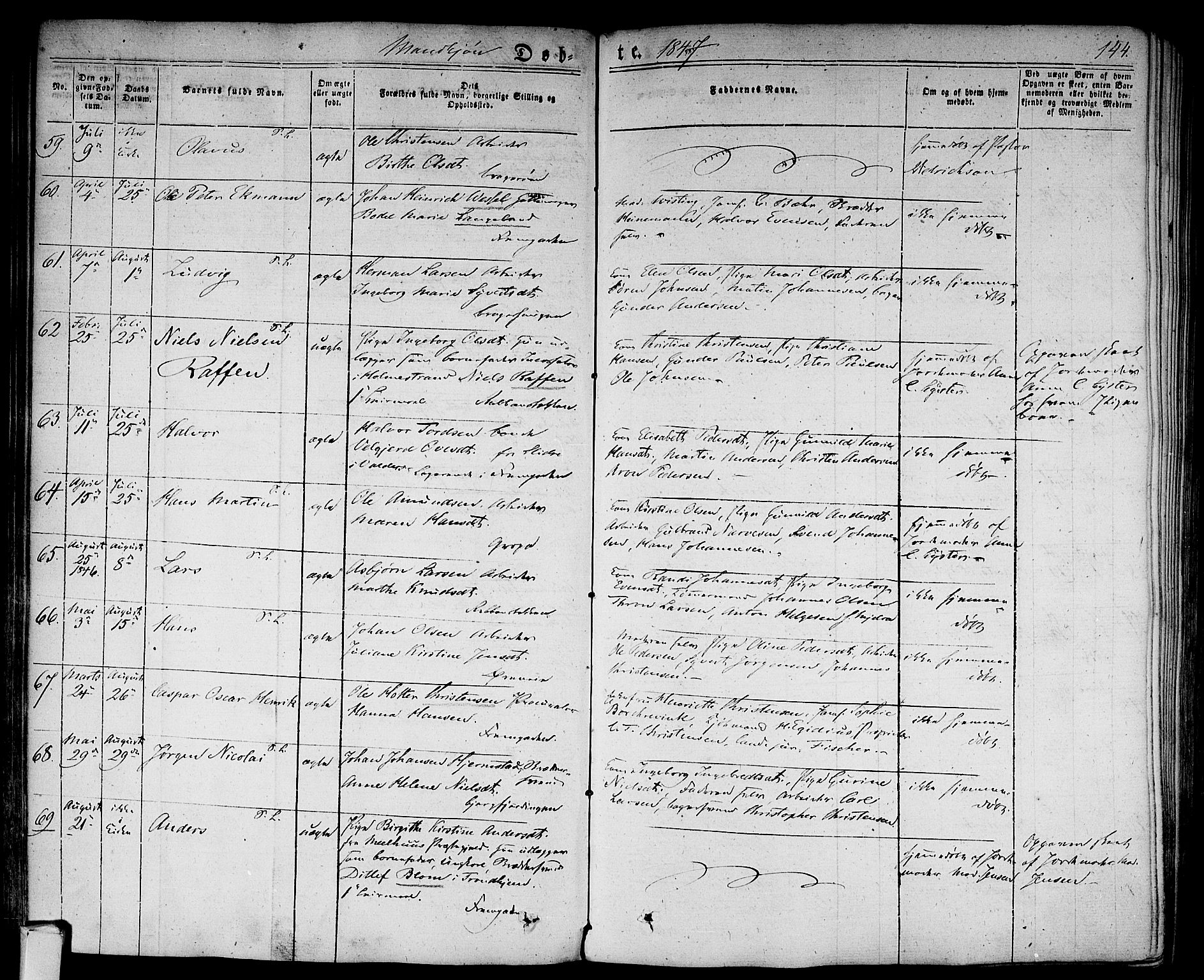 Bragernes kirkebøker, AV/SAKO-A-6/F/Fb/L0001: Parish register (official) no. II 1, 1830-1847, p. 144