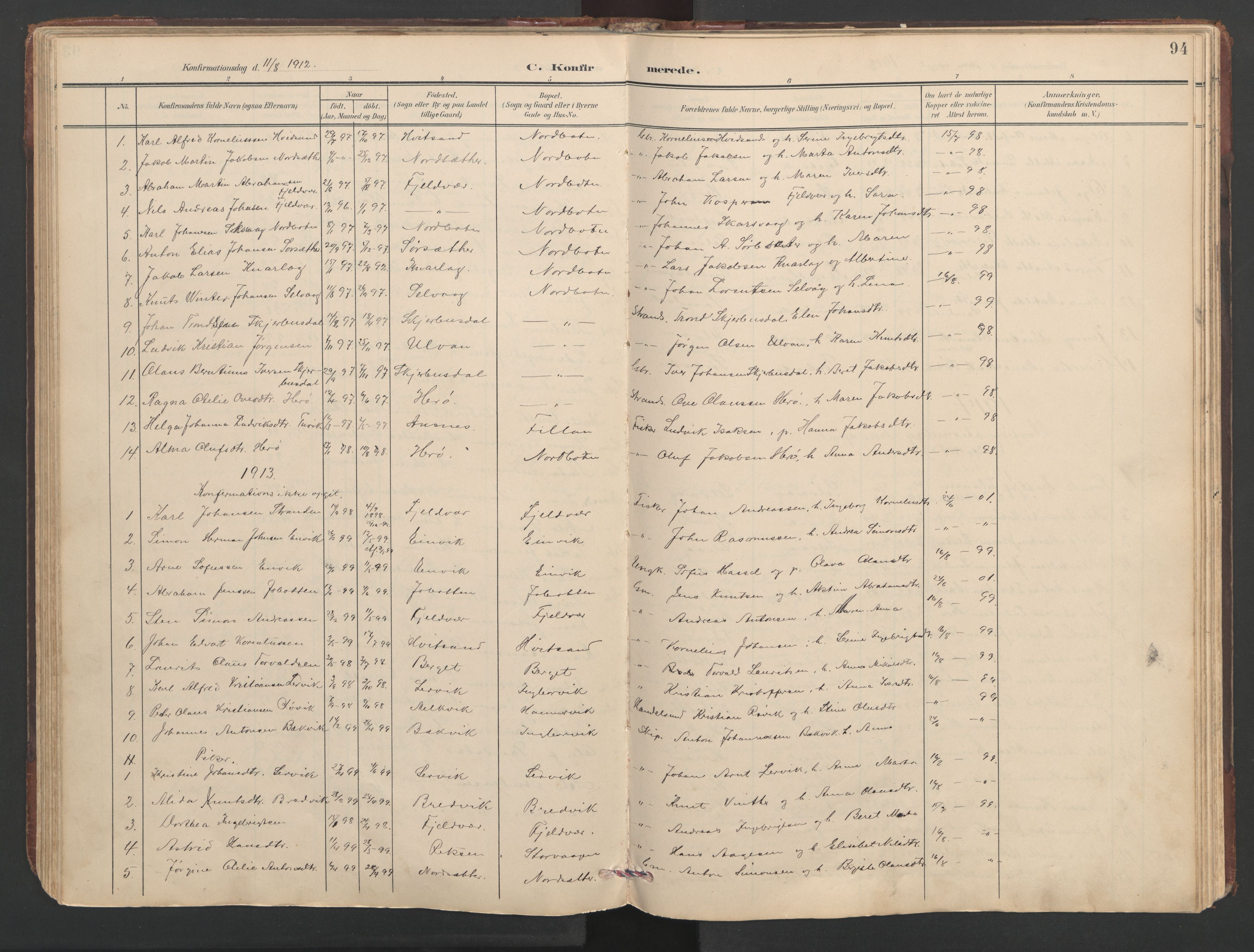 Ministerialprotokoller, klokkerbøker og fødselsregistre - Sør-Trøndelag, SAT/A-1456/638/L0571: Parish register (copy) no. 638C03, 1901-1930, p. 94