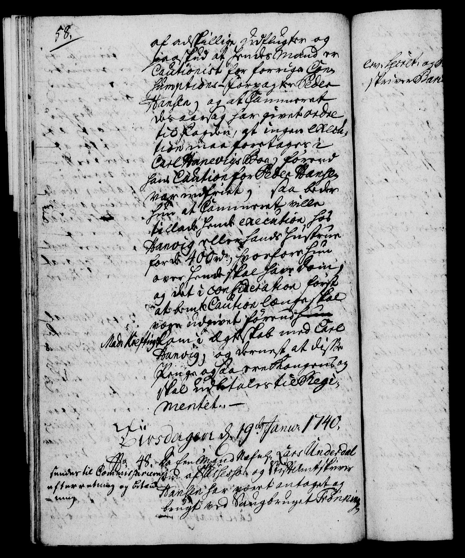 Rentekammeret, Kammerkanselliet, RA/EA-3111/G/Gh/Gha/L0022: Norsk ekstraktmemorialprotokoll (merket RK 53.67), 1739-1741, p. 58