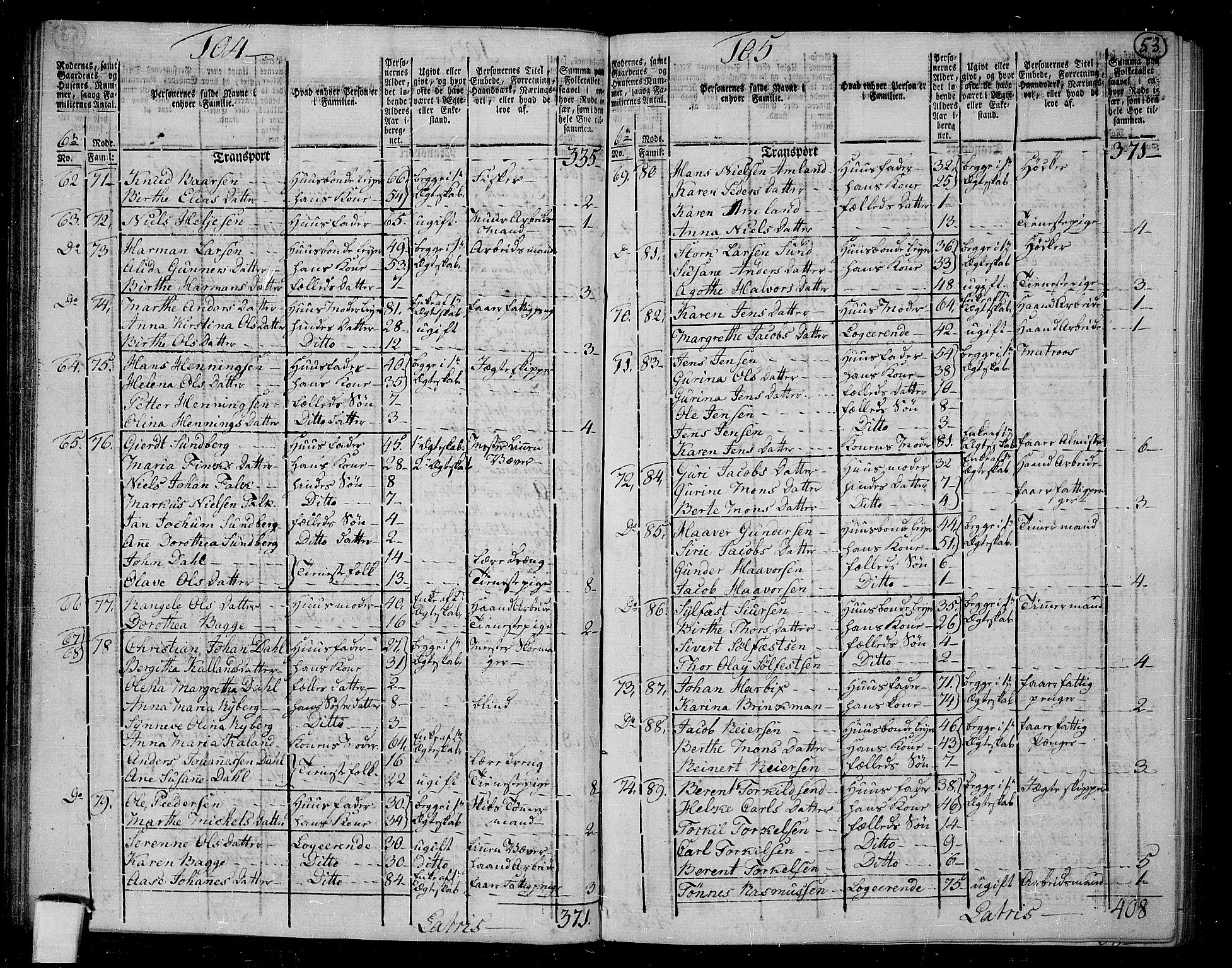 RA, 1801 census for 1301 Bergen, 1801, p. 52b-53a