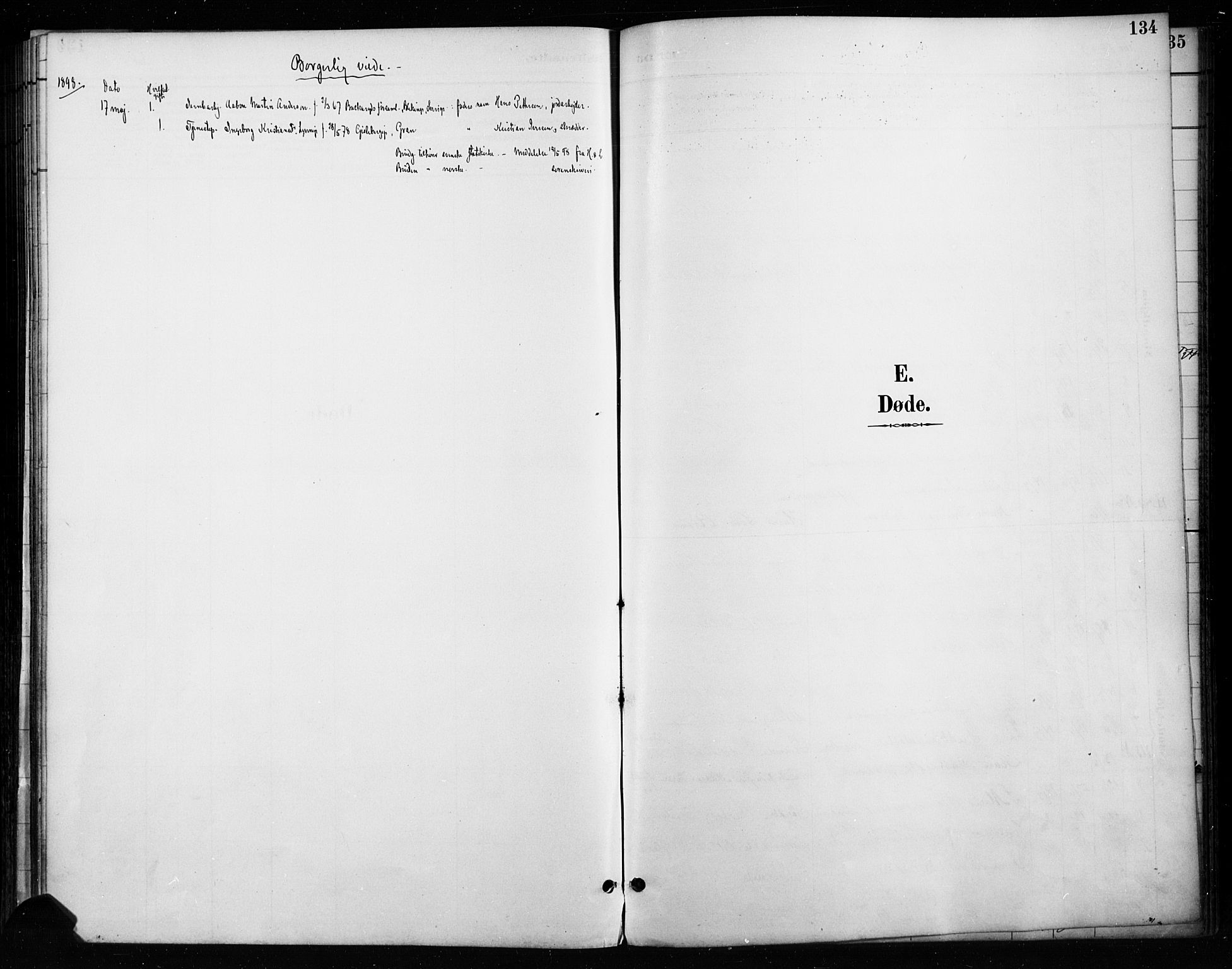 Gran prestekontor, SAH/PREST-112/H/Ha/Haa/L0018: Parish register (official) no. 18, 1889-1899, p. 134