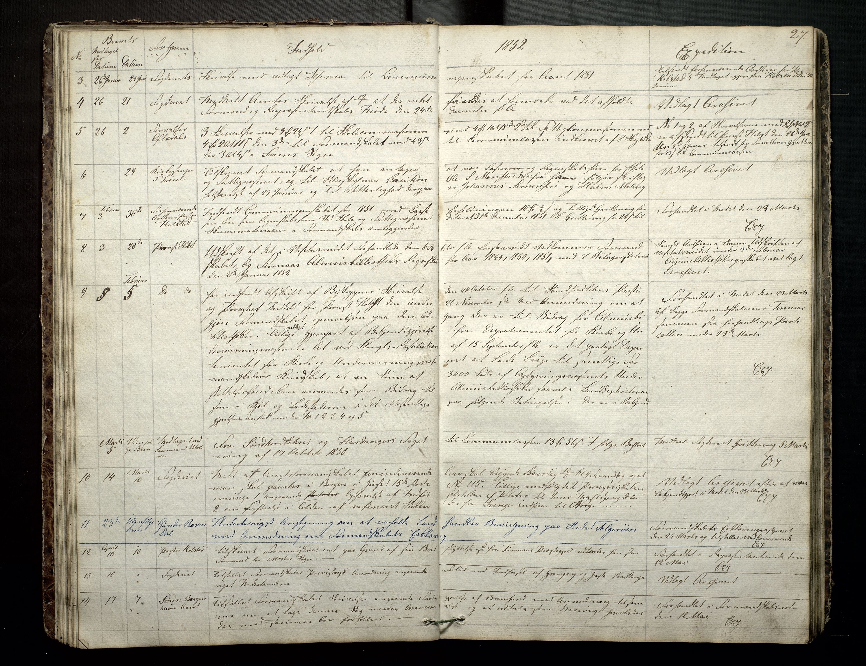 Finnaas kommune. Formannskapet, IKAH/1218a-021/C/Ca/L0001: Postjournal for formannskapet, 1838-1892, p. 28