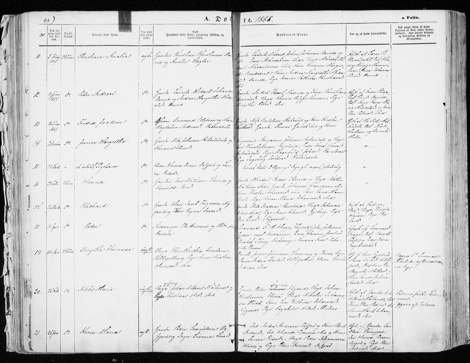 Skjervøy sokneprestkontor, SATØ/S-1300/H/Ha/Haa/L0007kirke: Parish register (official) no. 7, 1860-1870, p. 49