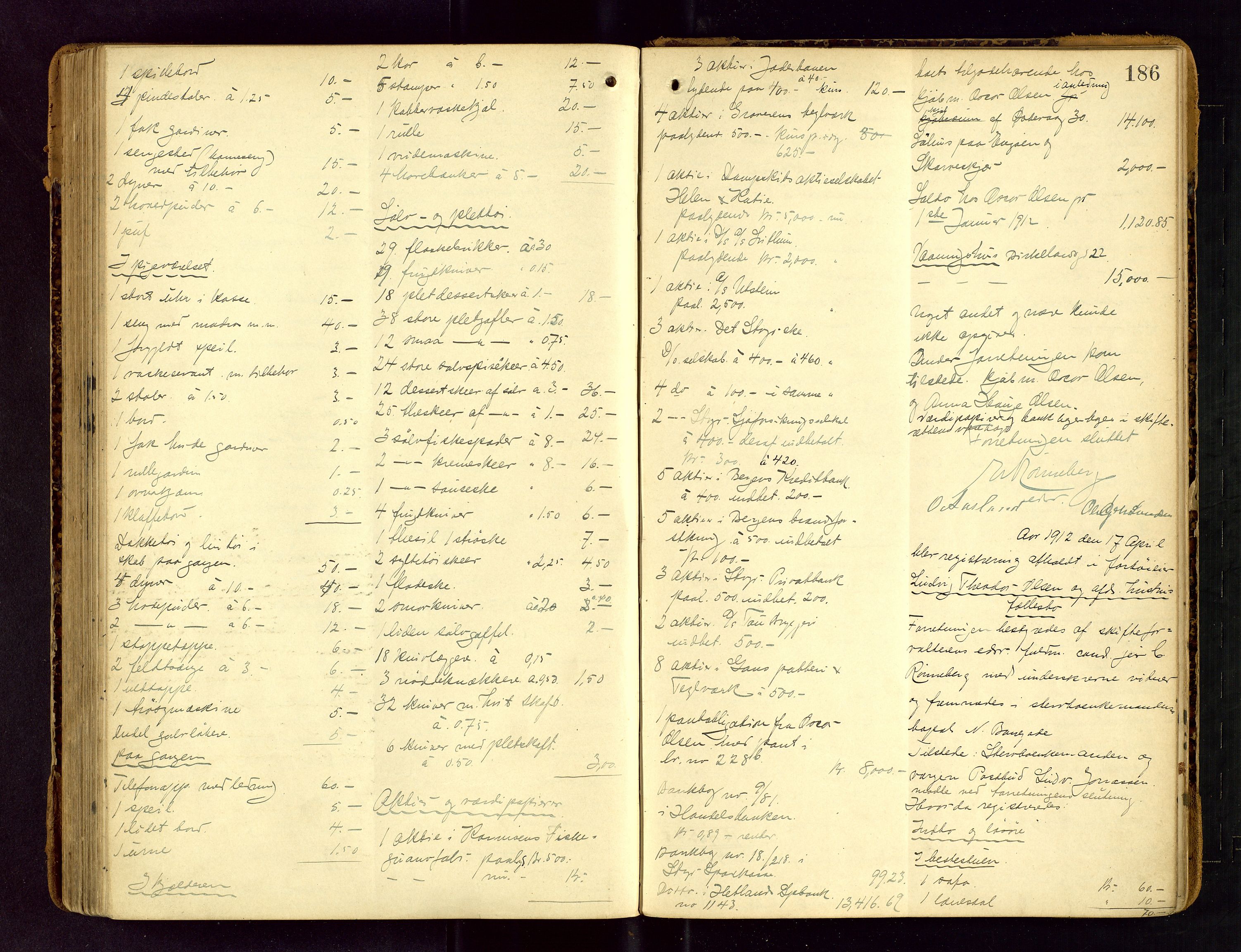 Stavanger skifteforvalter, AV/SAST-A-101412/001/5/53/533BA/L0002: Registreringsprotokoll, 1902-1914, p. 186