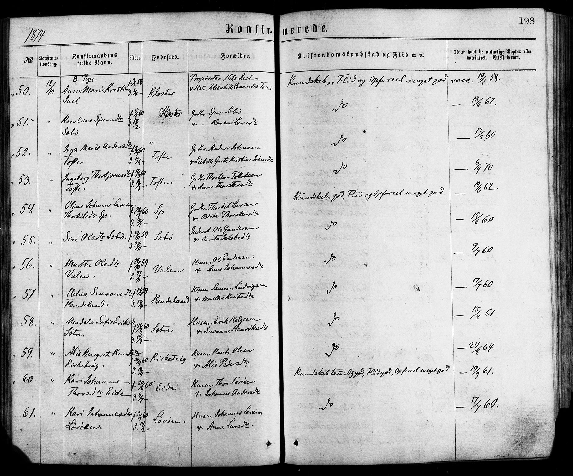 Fjelberg sokneprestembete, AV/SAB-A-75201/H/Haa: Parish register (official) no. A 8, 1866-1879, p. 198