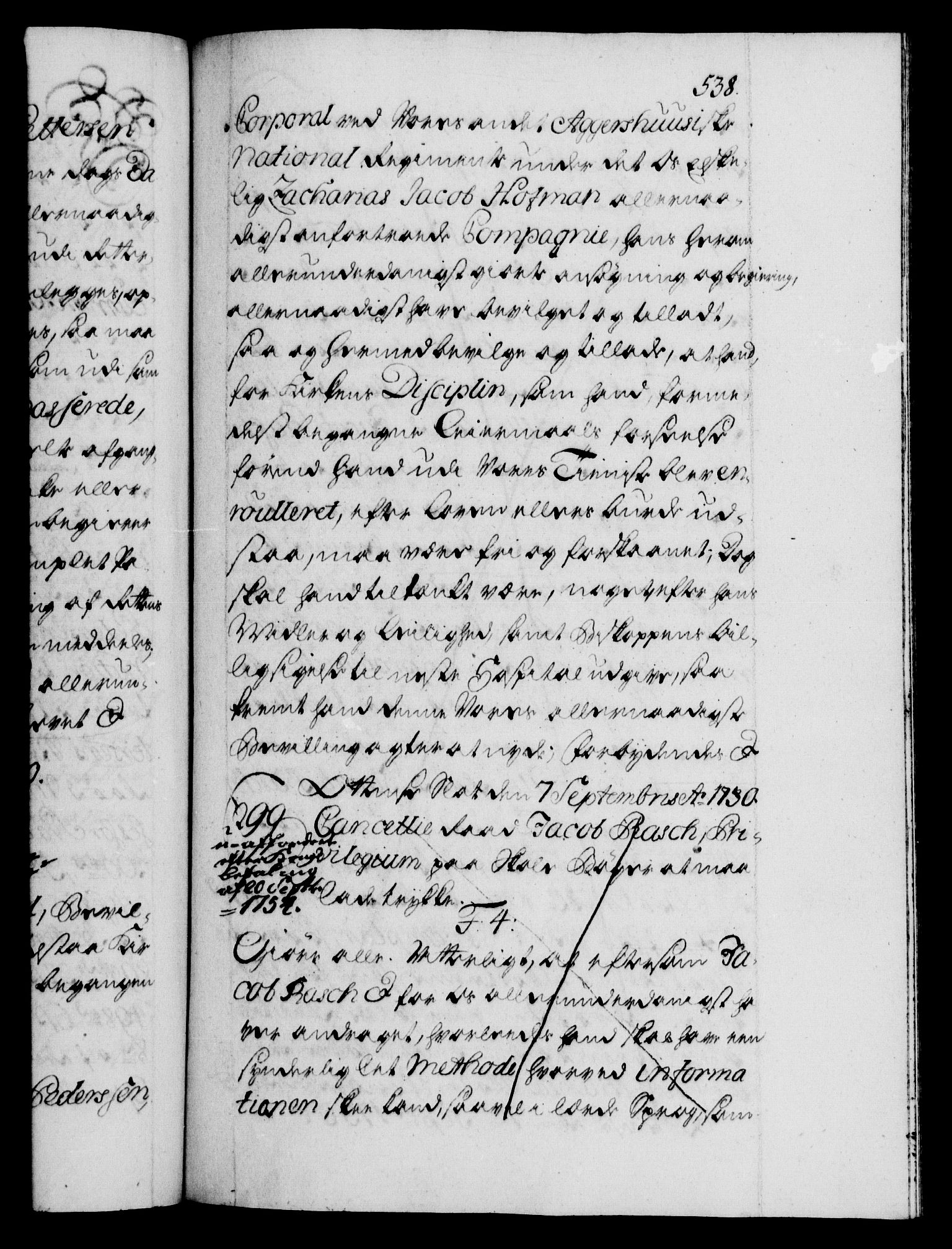 Danske Kanselli 1572-1799, AV/RA-EA-3023/F/Fc/Fca/Fcaa/L0026: Norske registre, 1729-1730, p. 538a