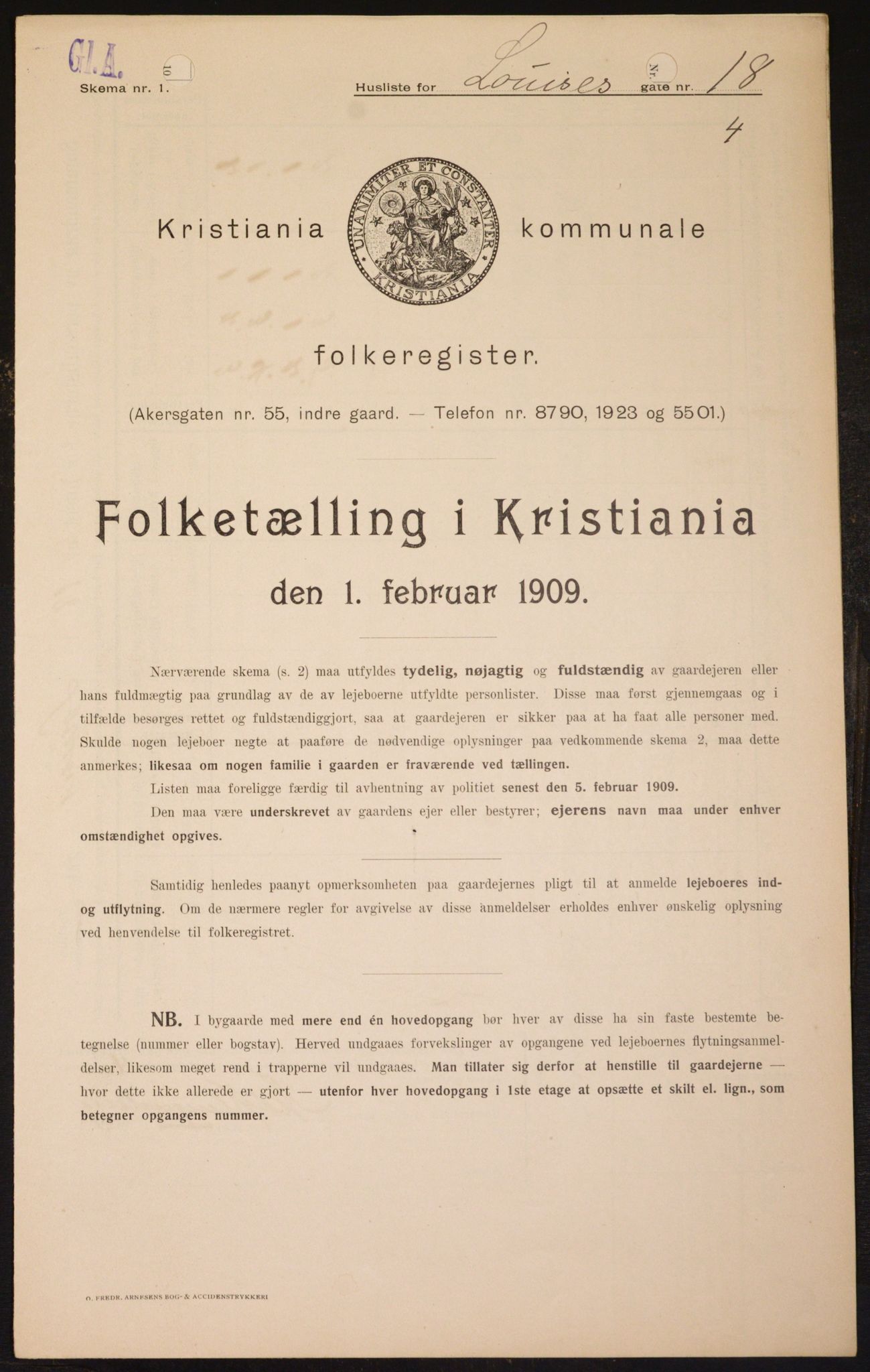 OBA, Municipal Census 1909 for Kristiania, 1909, p. 53090