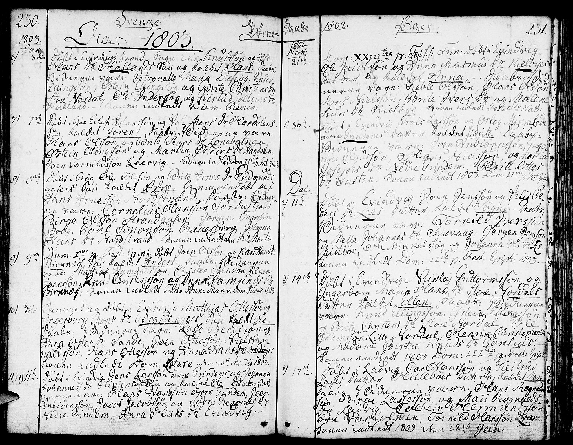 Gulen sokneprestembete, AV/SAB-A-80201/H/Haa/Haaa/L0016: Parish register (official) no. A 16, 1798-1808, p. 230-231