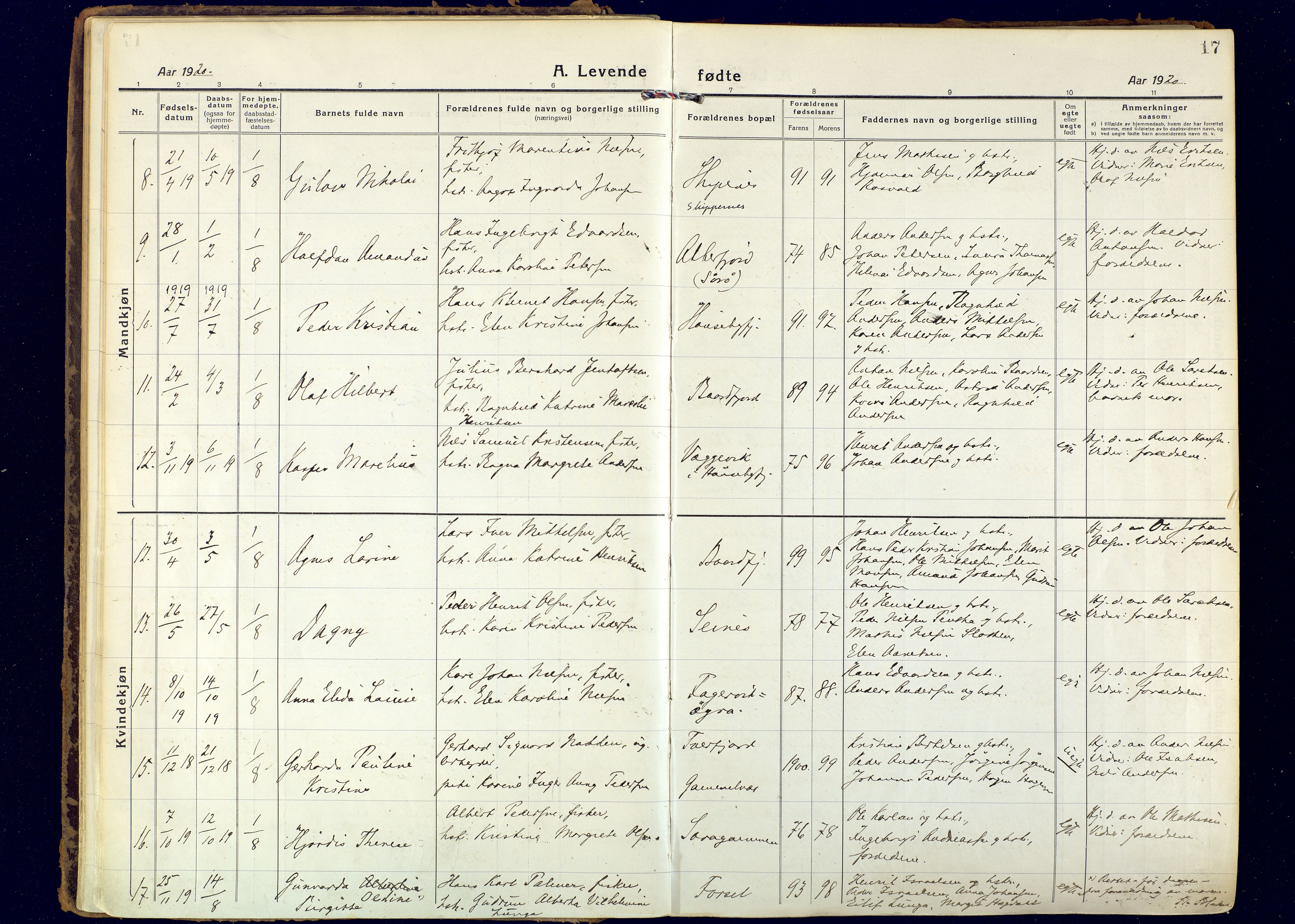 Hammerfest sokneprestkontor, AV/SATØ-S-1347/H/Ha/L0018.kirke: Parish register (official) no. 18, 1918-1933, p. 17