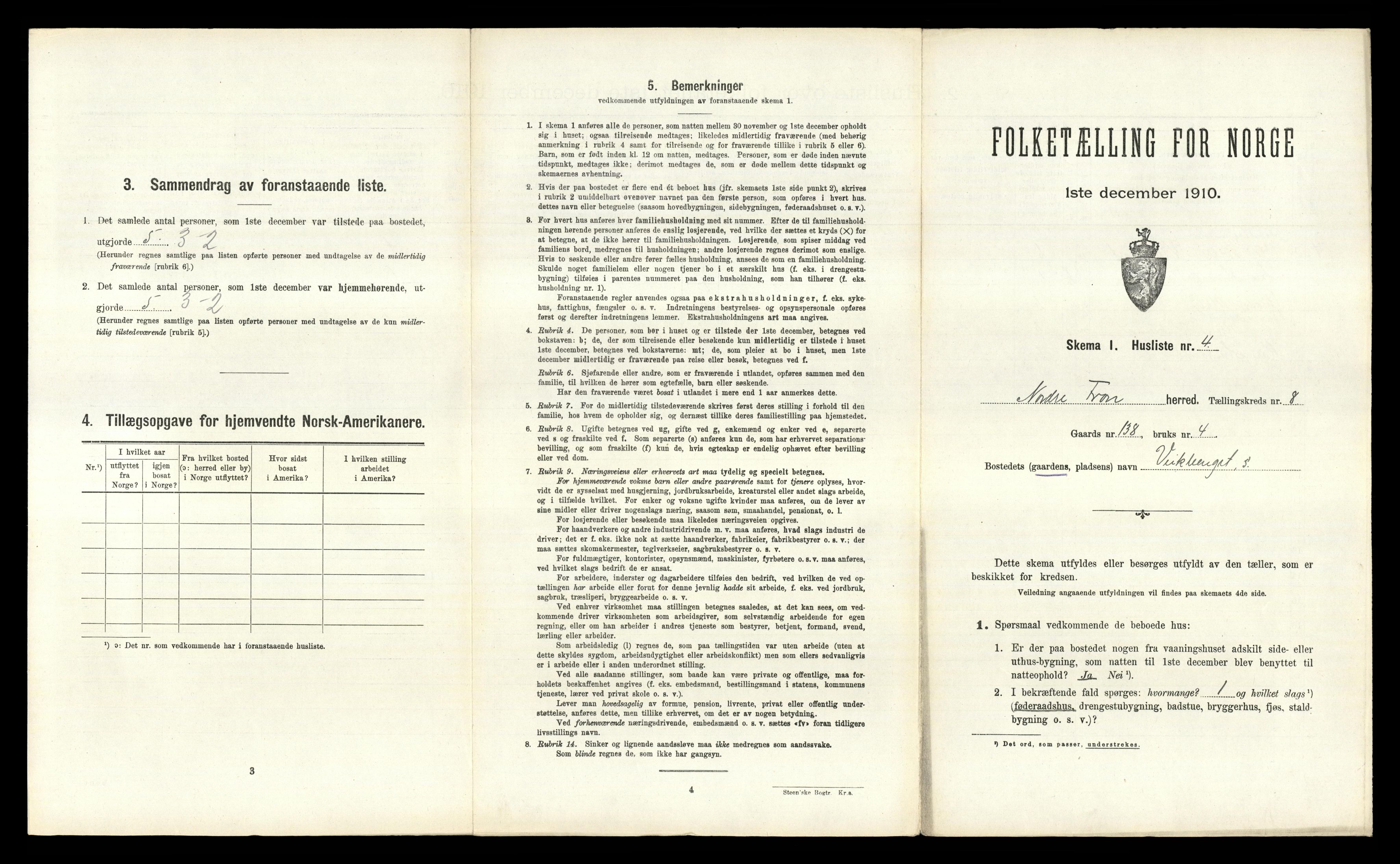 RA, 1910 census for Nord-Fron, 1910, p. 960