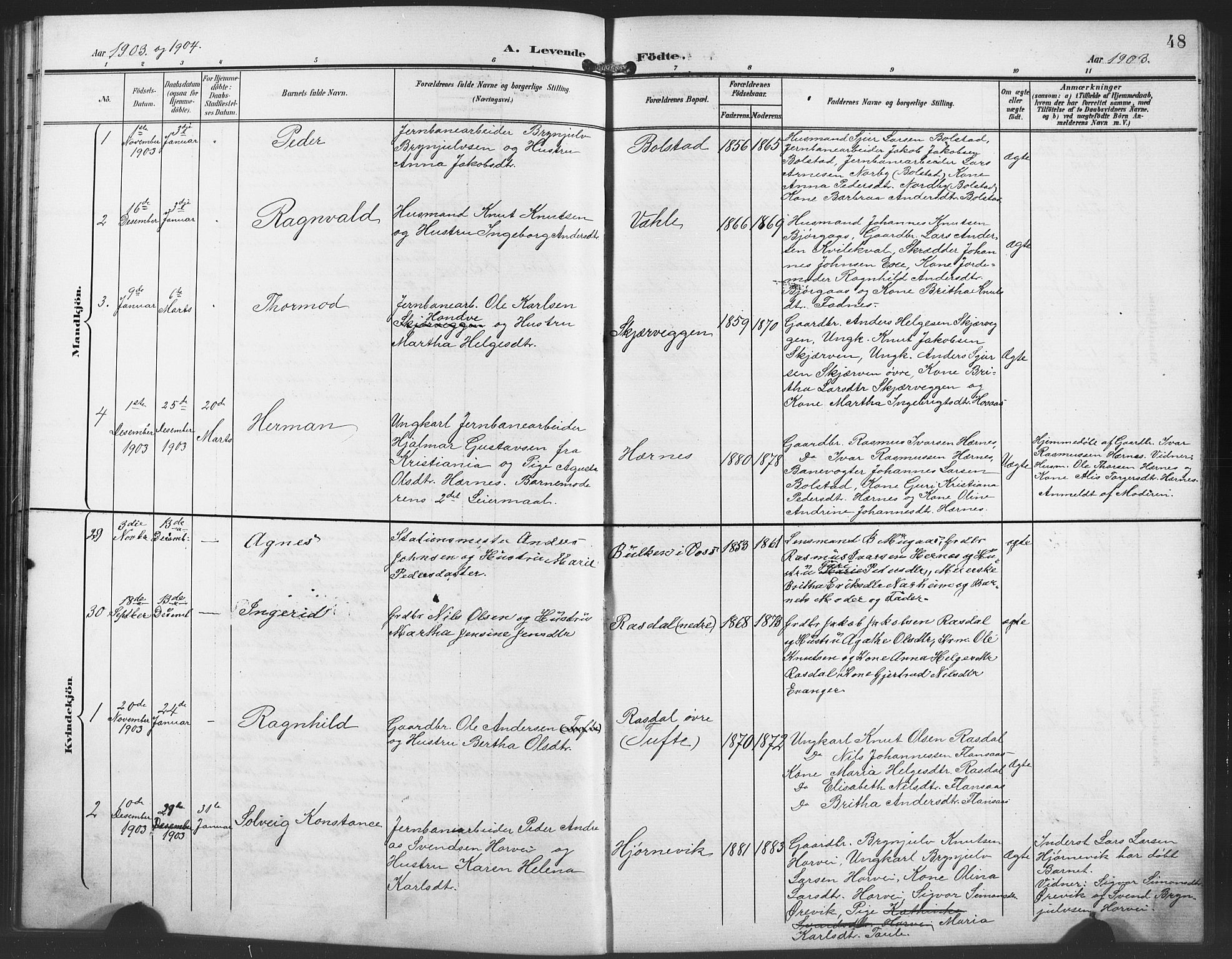 Evanger sokneprestembete, SAB/A-99924: Parish register (copy) no. A 5, 1897-1917, p. 48