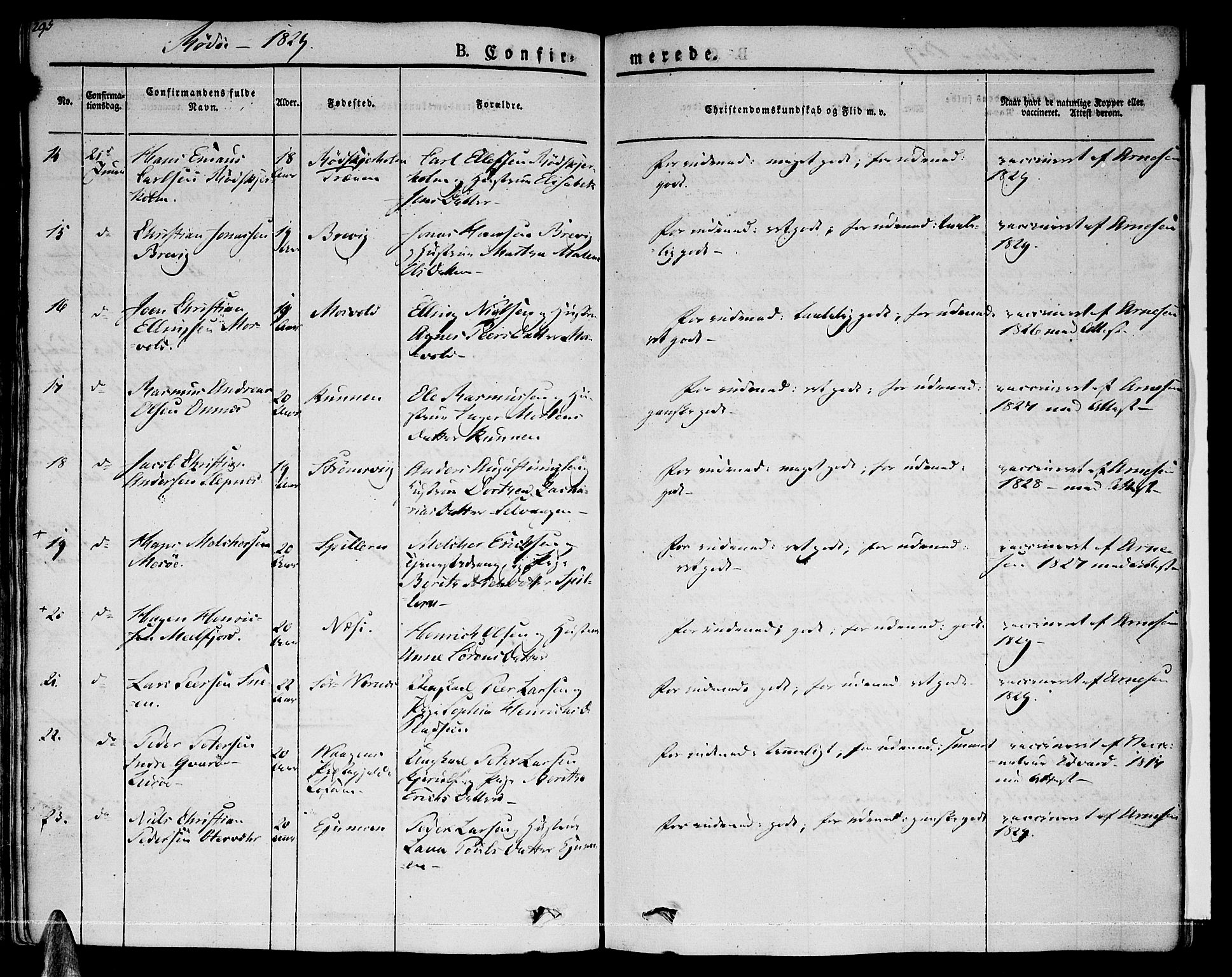 Ministerialprotokoller, klokkerbøker og fødselsregistre - Nordland, AV/SAT-A-1459/841/L0598: Parish register (official) no. 841A06 /1, 1825-1844, p. 295