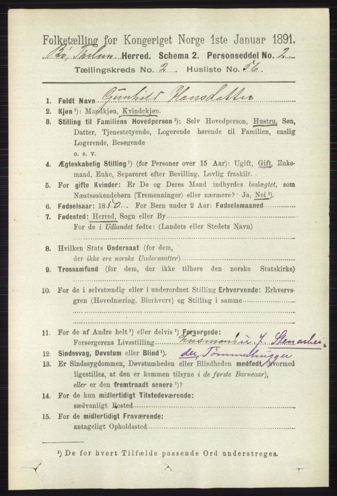 RA, 1891 census for 0821 Bø, 1891, p. 968