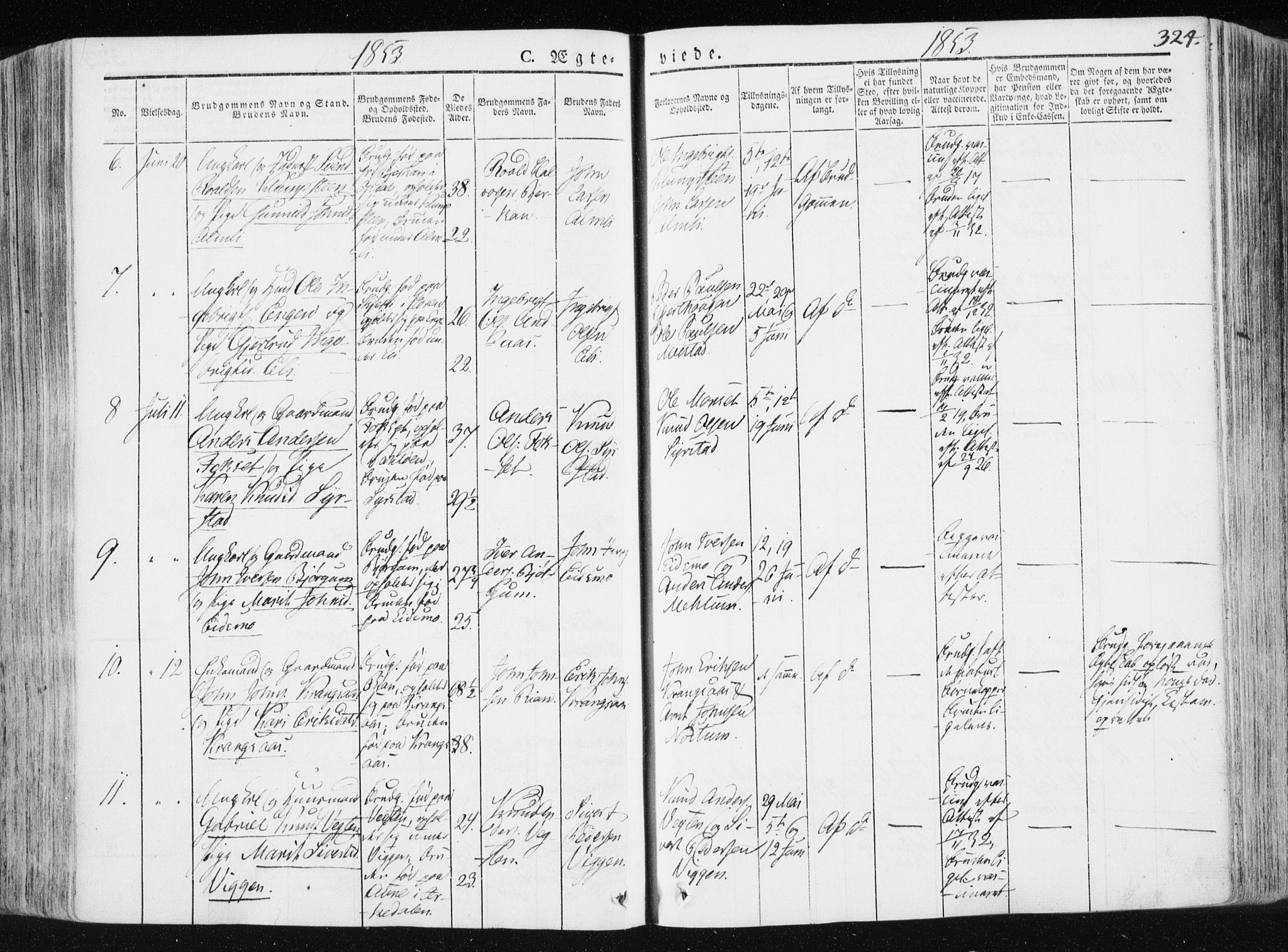 Ministerialprotokoller, klokkerbøker og fødselsregistre - Sør-Trøndelag, SAT/A-1456/665/L0771: Parish register (official) no. 665A06, 1830-1856, p. 324