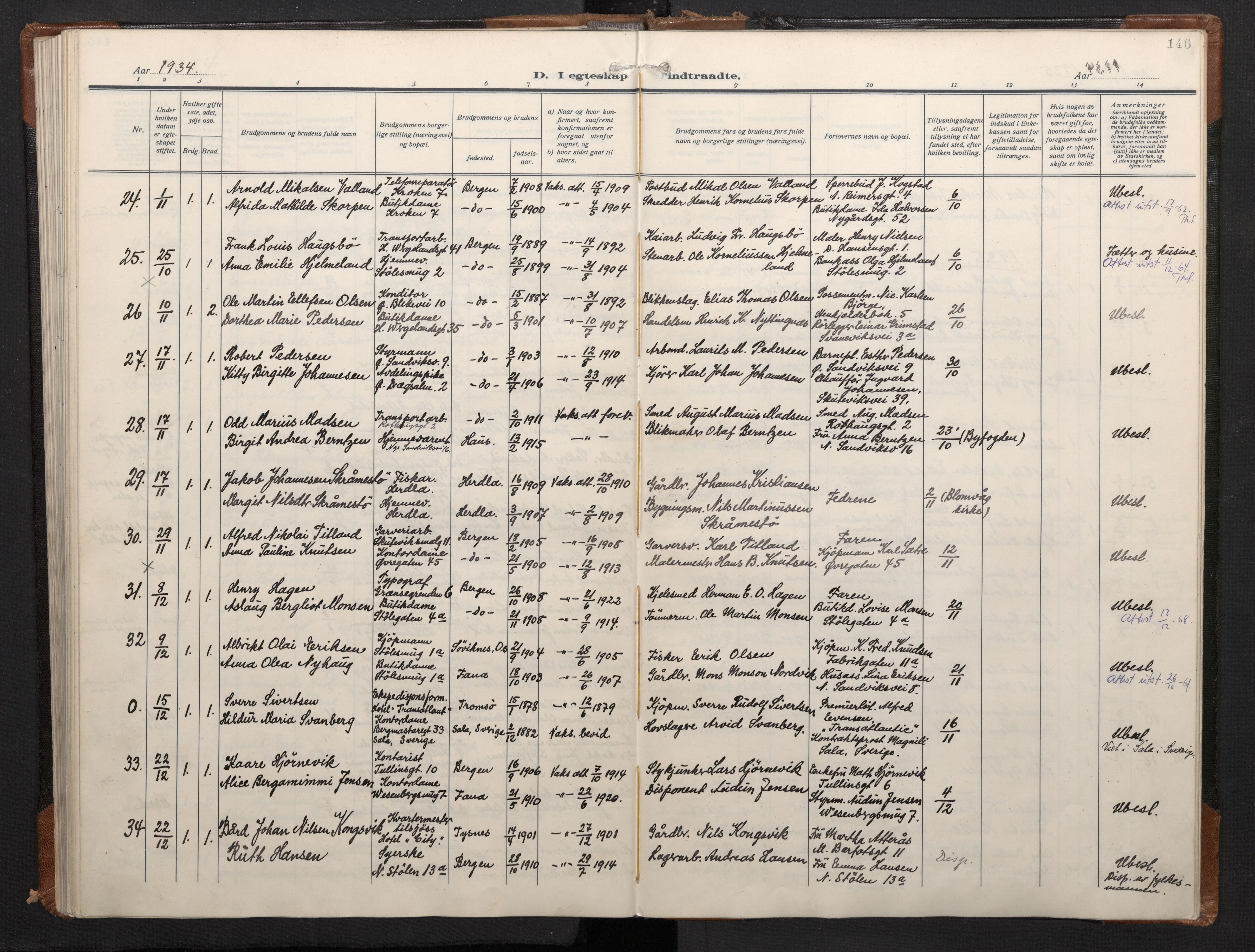 Mariakirken Sokneprestembete, AV/SAB-A-76901/H/Haa/L0016: Parish register (official) no. C 4, 1927-1938, p. 145b-146a