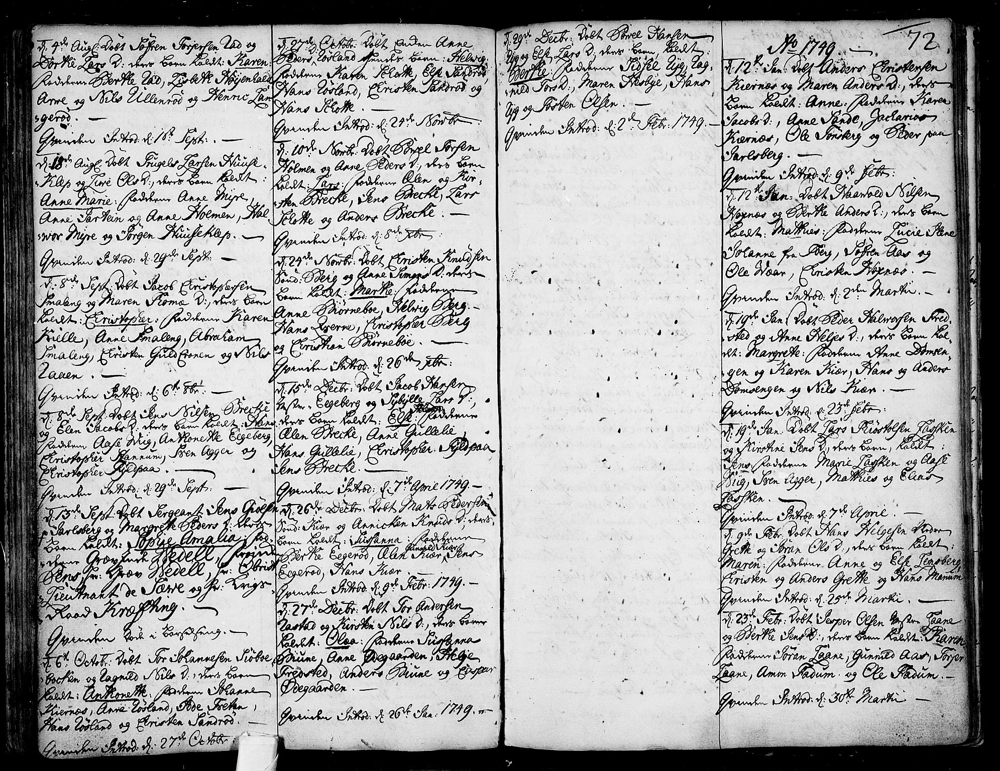 Sem kirkebøker, AV/SAKO-A-5/F/Fa/L0001: Parish register (official) no. I 1, 1702-1763, p. 72