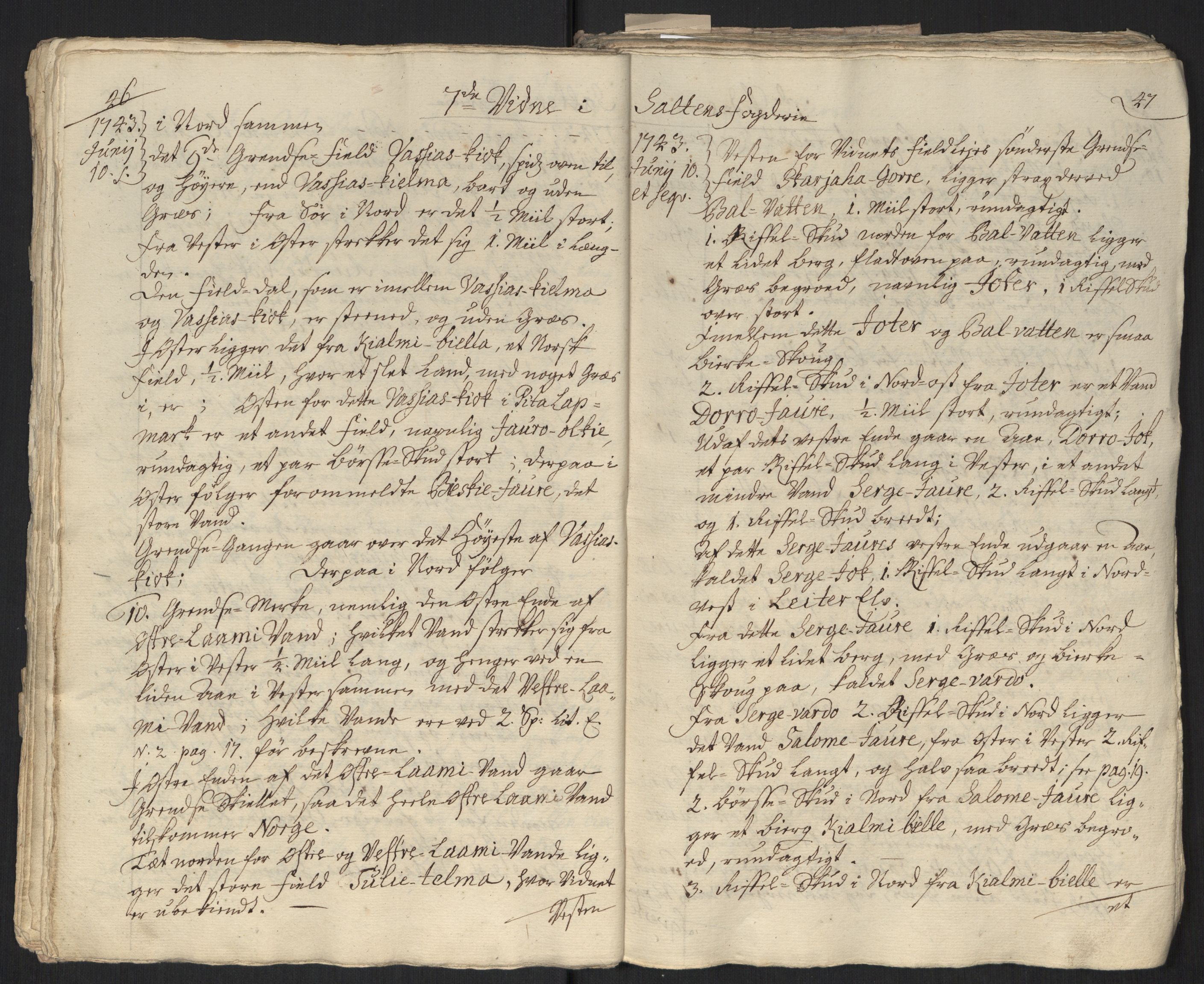 Danske Kanselli, Grensearkivet, AV/RA-EA-4062/F/L0011a/0001: Volum XXIII-XXVIa / Vol. XXIII: Major Schnitlers grenseeksaminasjonsprotokoll, 3. bind, 1743, p. 46-47