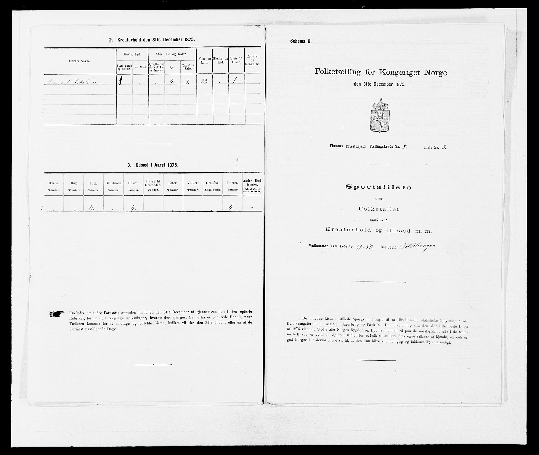 SAB, 1875 census for 1218P Finnås, 1875, p. 616