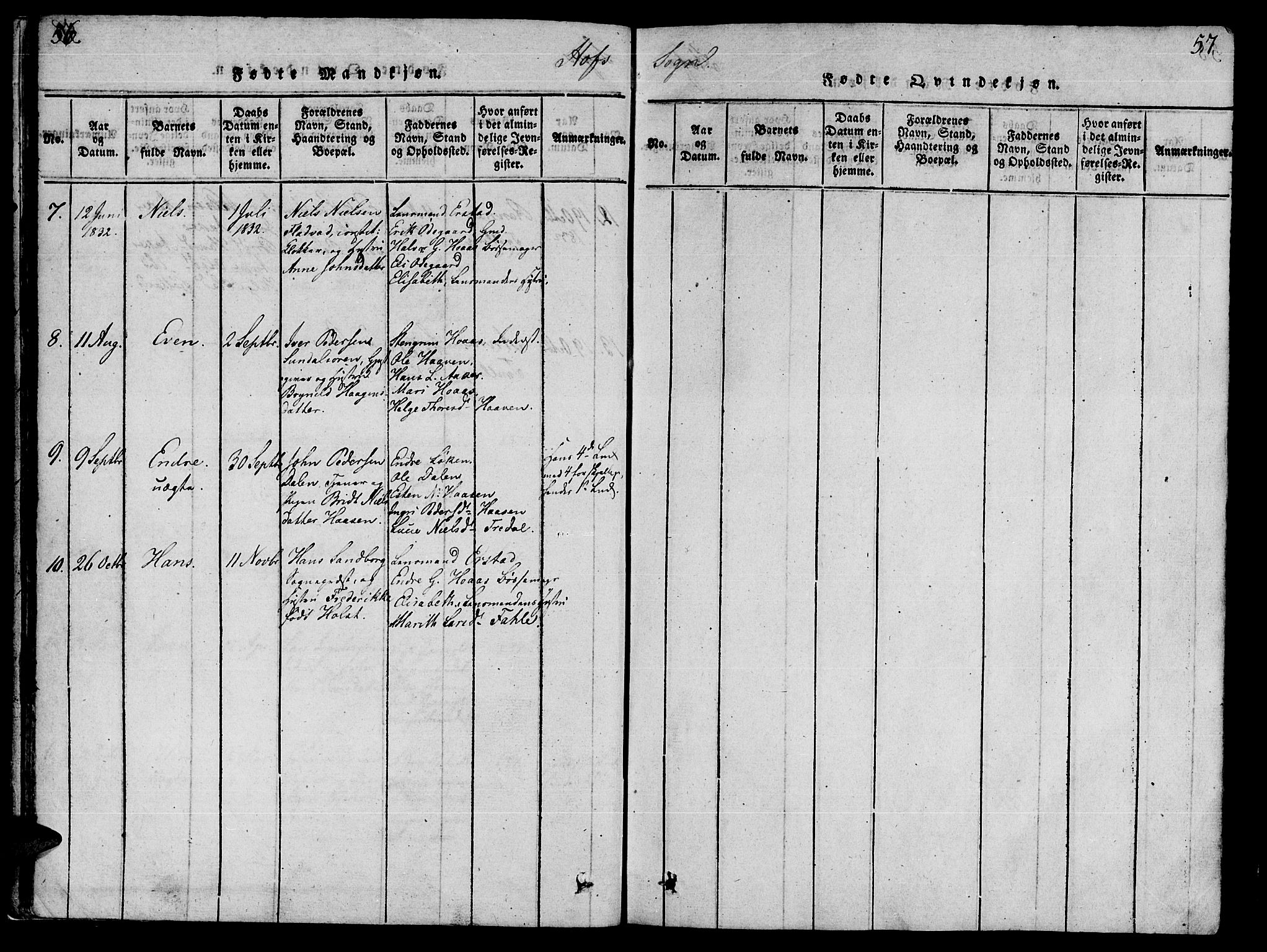 Ministerialprotokoller, klokkerbøker og fødselsregistre - Møre og Romsdal, SAT/A-1454/590/L1009: Parish register (official) no. 590A03 /1, 1819-1832, p. 56-57