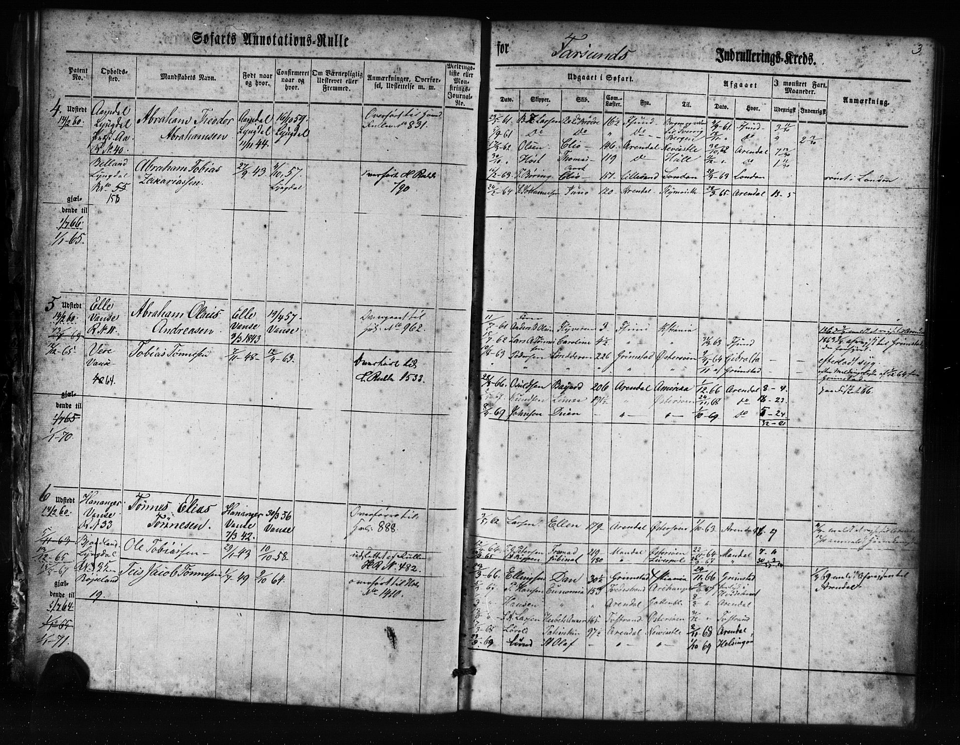 Farsund mønstringskrets, AV/SAK-2031-0017/F/Fa/L0004: Annotasjonsrulle nr 1-795 med register, Z-1, 1860-1865, p. 32