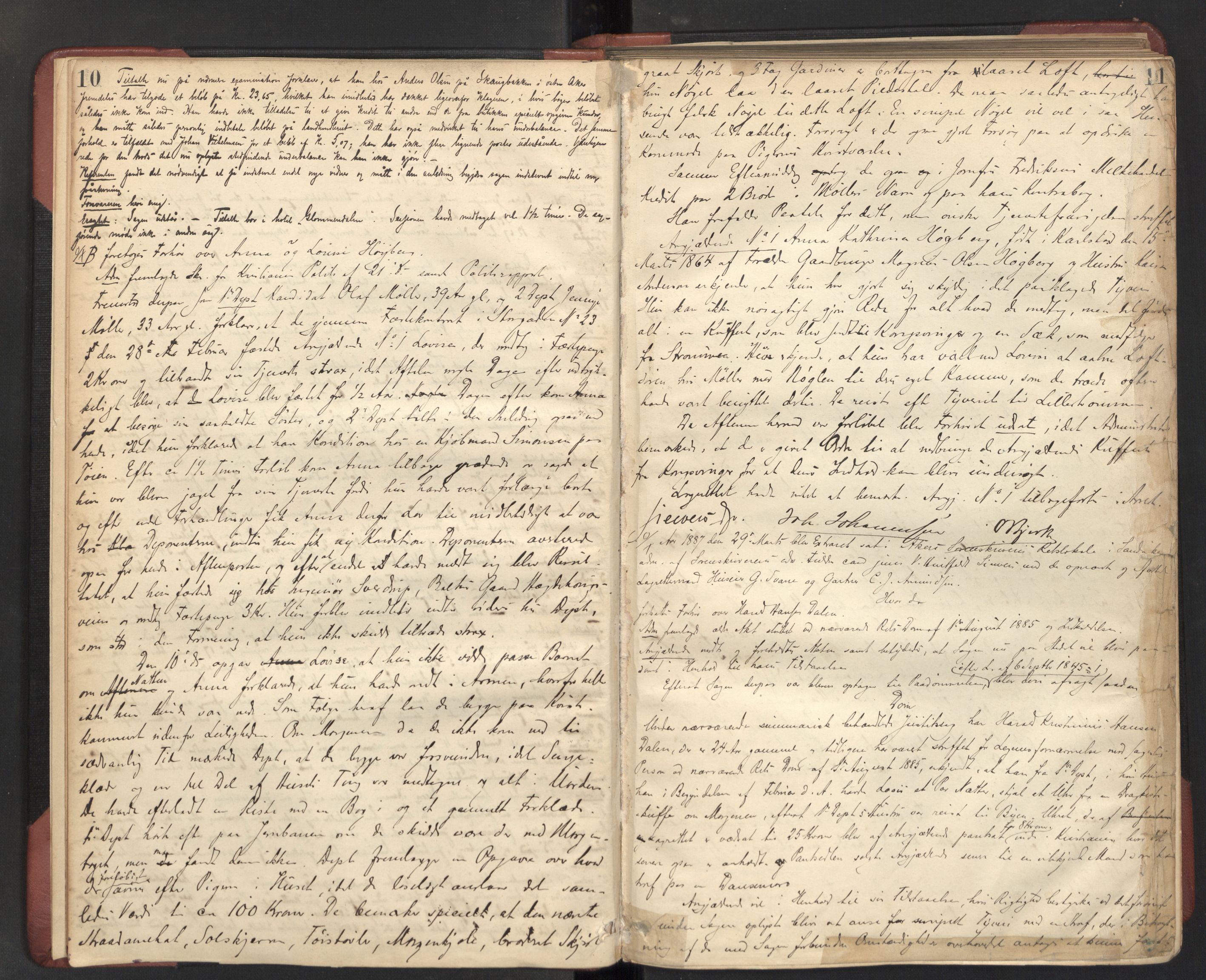 Aker sorenskriveri, AV/SAO-A-10895/F/Fc/Fcb/L0061: Ekstrarettsprotokoll, 1887-1889, p. 10-11