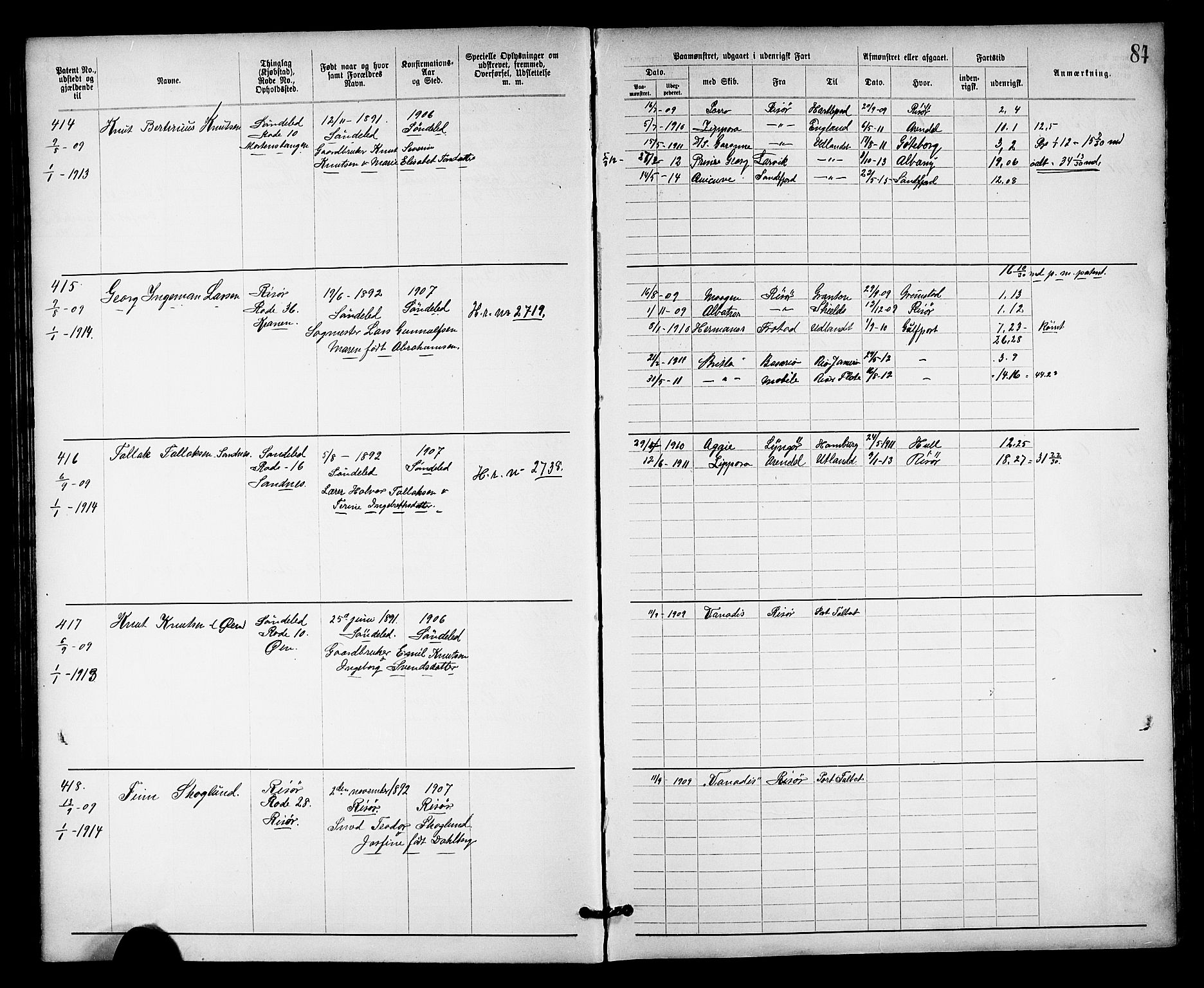 Risør mønstringskrets, AV/SAK-2031-0010/F/Fa/L0004: Annotasjonsrulle nr 1914-1915 og nr 1-477, T-8, 1899-1911, p. 90