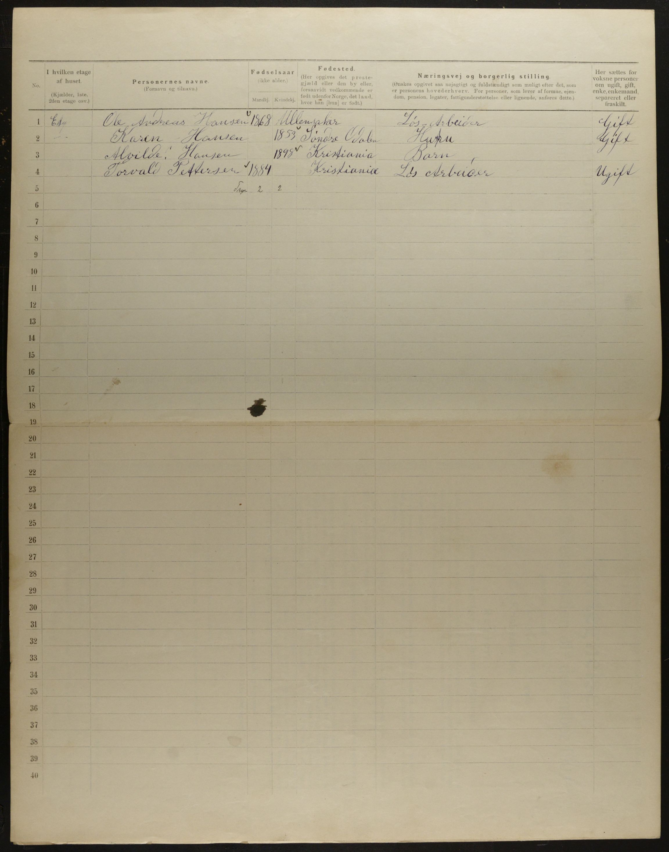 OBA, Municipal Census 1901 for Kristiania, 1901, p. 10922