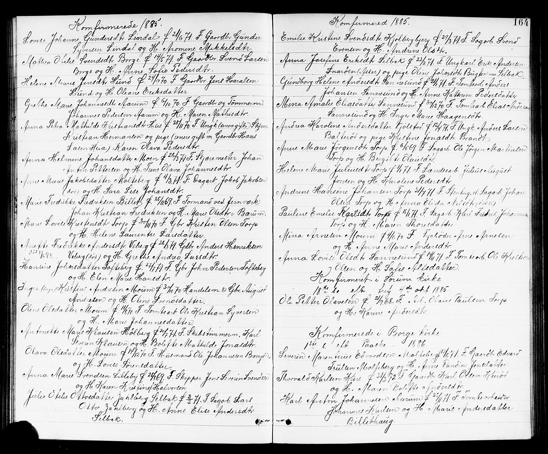 Borge prestekontor Kirkebøker, SAO/A-10903/G/Ga/L0002: Parish register (copy) no. I 2, 1875-1923, p. 164